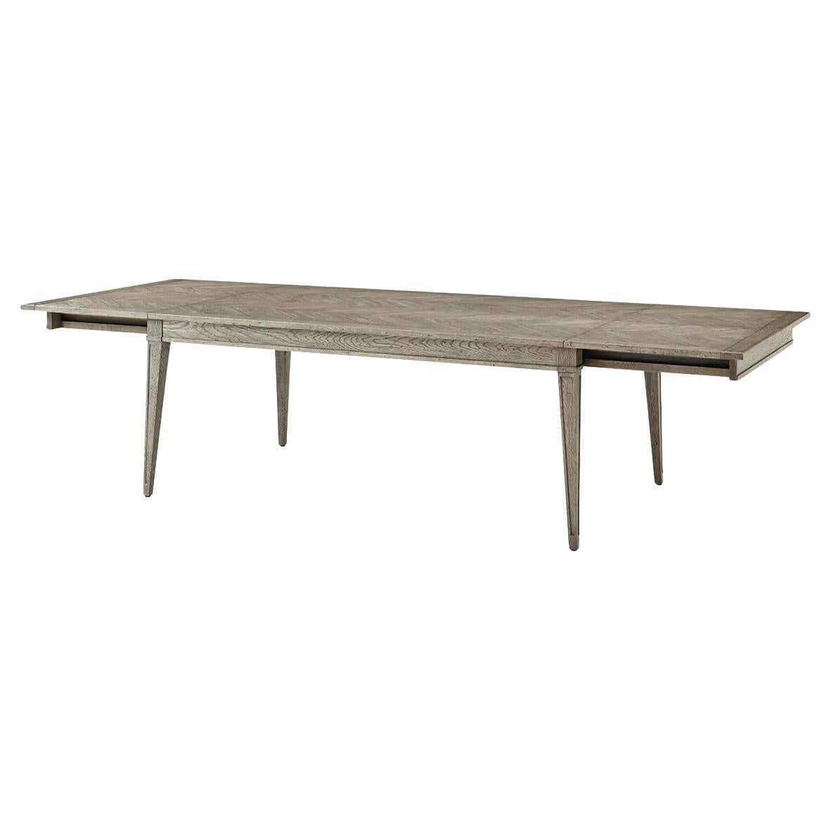 Italian Herringbone Extension Table - Grey Oak For Sale
