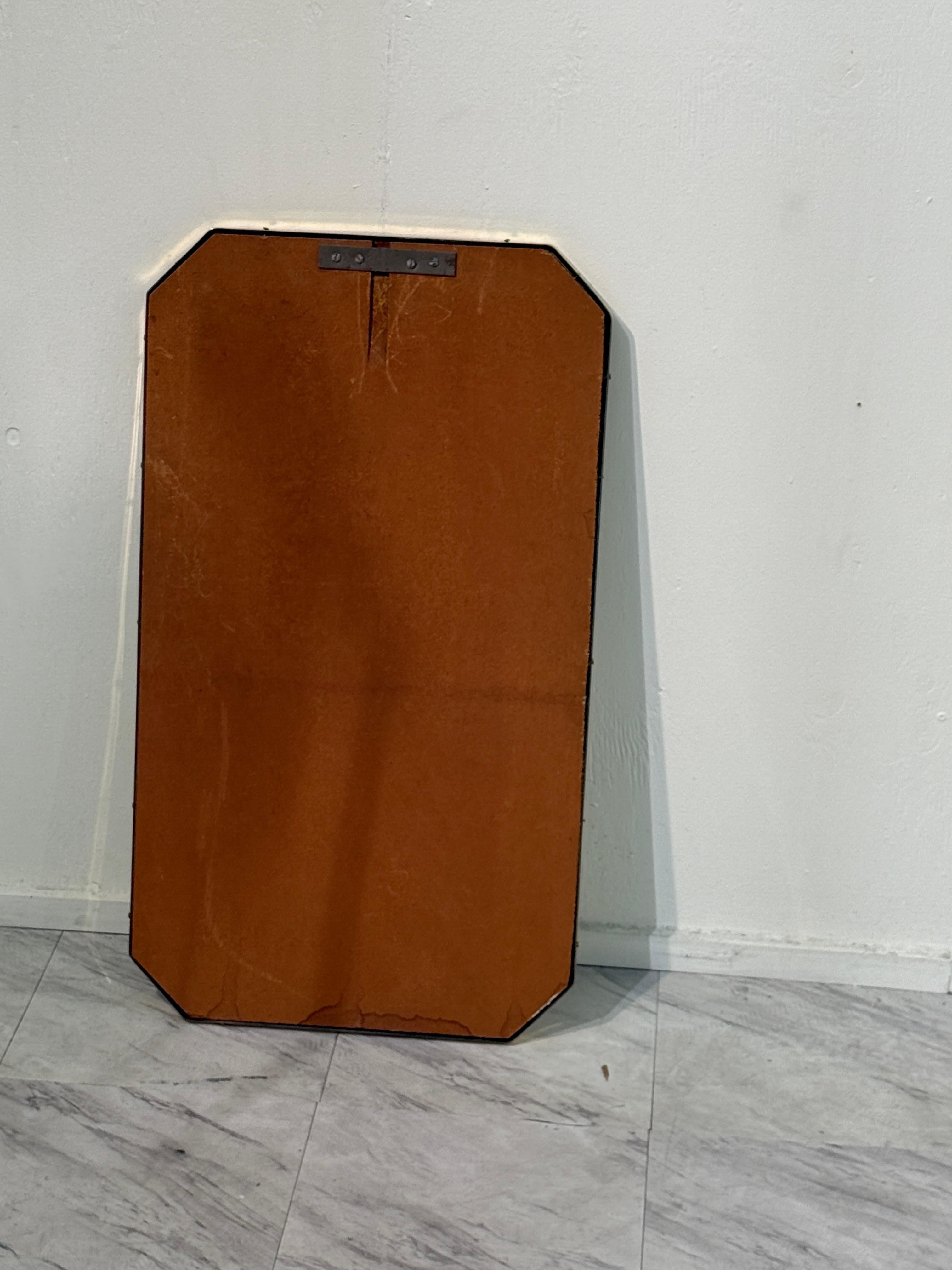 Mid-20th Century Italian Hexagonal Brass-Framed Wall Mirror, 1950s For Sale