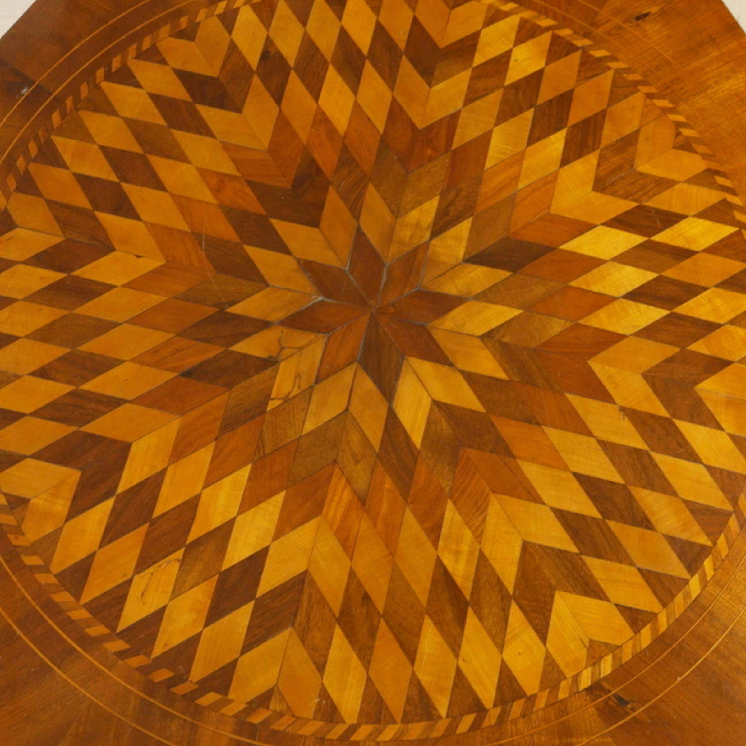 19th Century Italian Hexagonal Marquetry Table For Sale