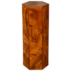 Italian Hexagonal Patchwork Burl Pedestal