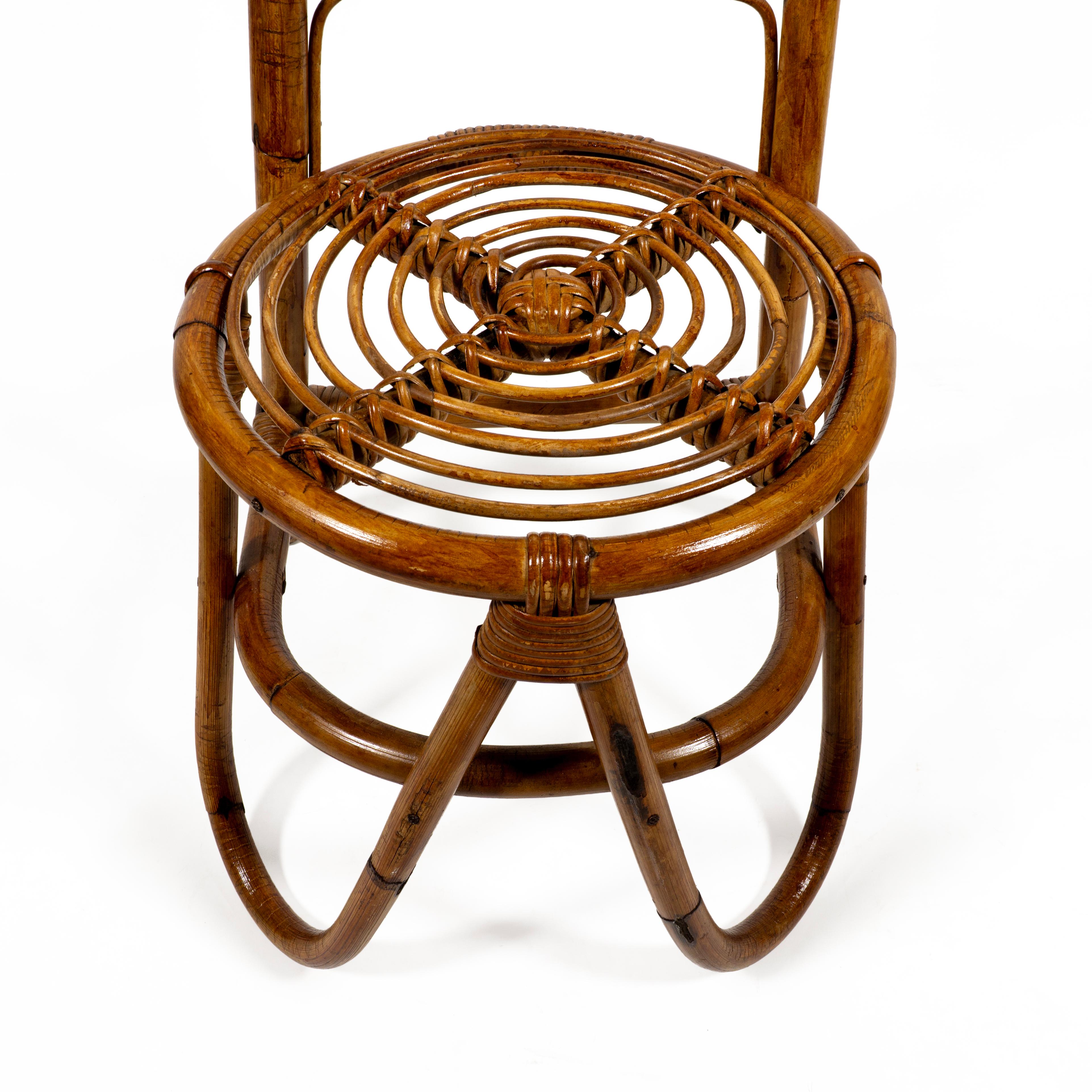 Italienischer Stuhl mit hoher Rückenlehne aus Bambus und Rattan Moderne Mitte des Jahrhunderts, Italien 1960er Jahre im Angebot 6