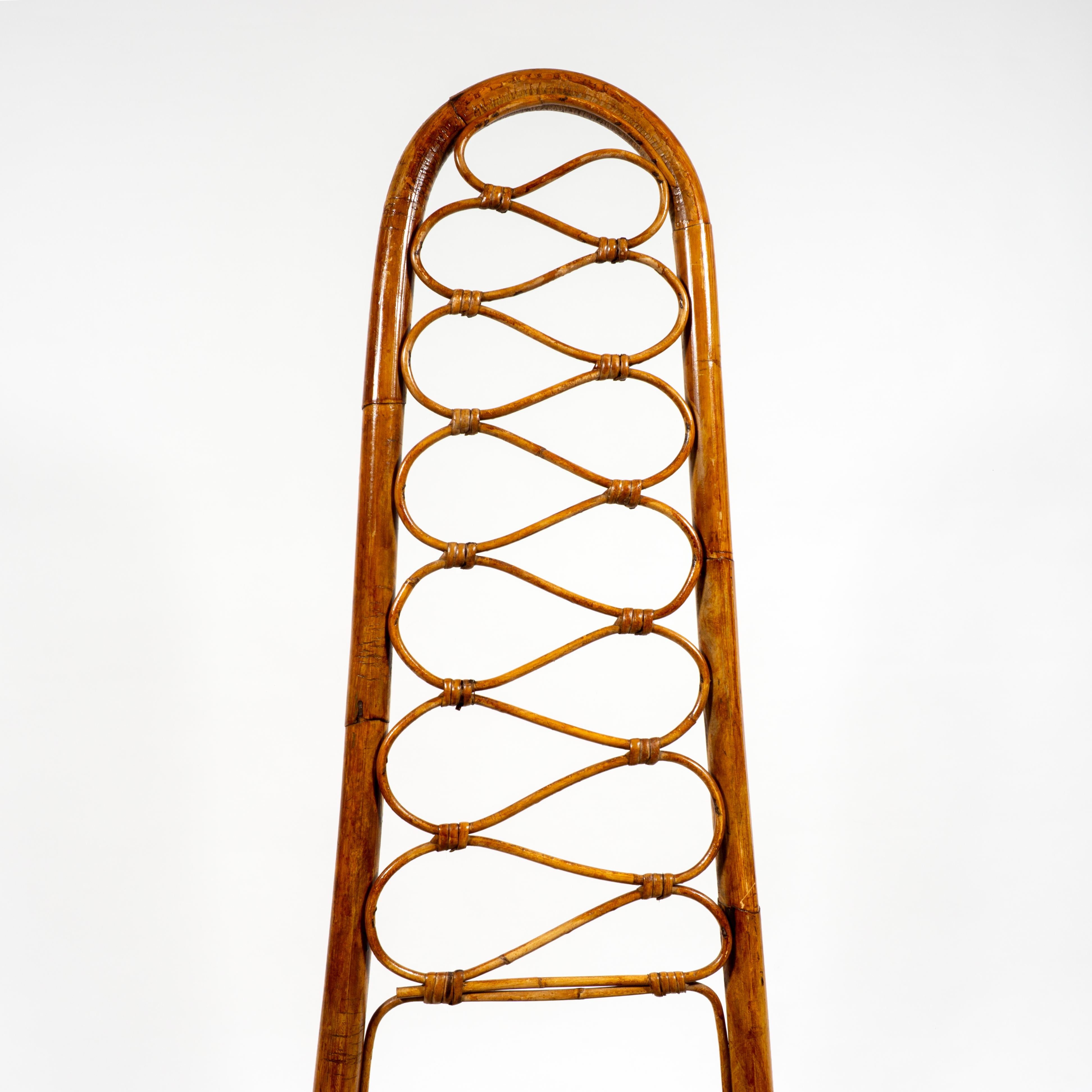 Italienischer Stuhl mit hoher Rückenlehne aus Bambus und Rattan Moderne Mitte des Jahrhunderts, Italien 1960er Jahre im Angebot 2