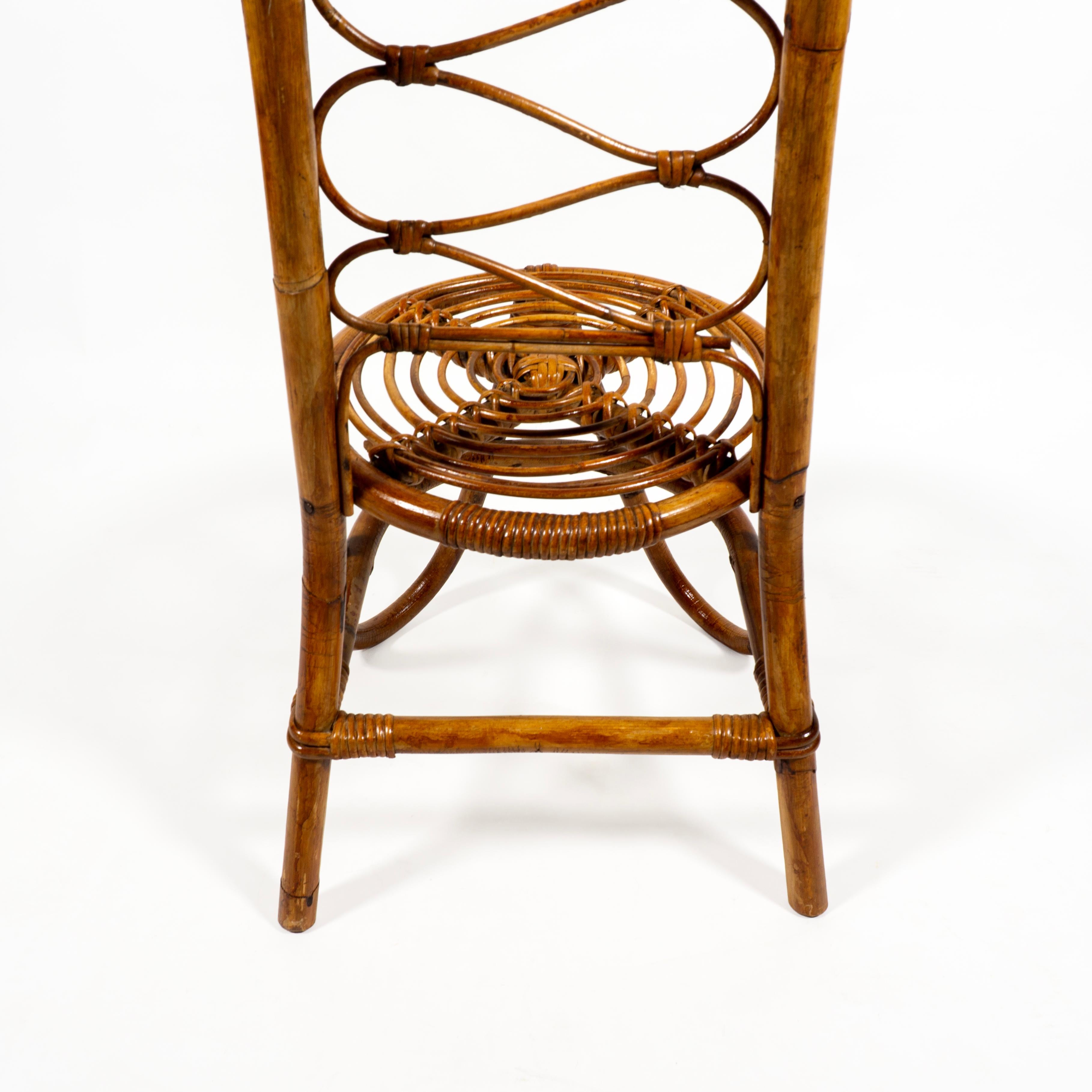 Italienischer Stuhl mit hoher Rückenlehne aus Bambus und Rattan Moderne Mitte des Jahrhunderts, Italien 1960er Jahre im Angebot 3