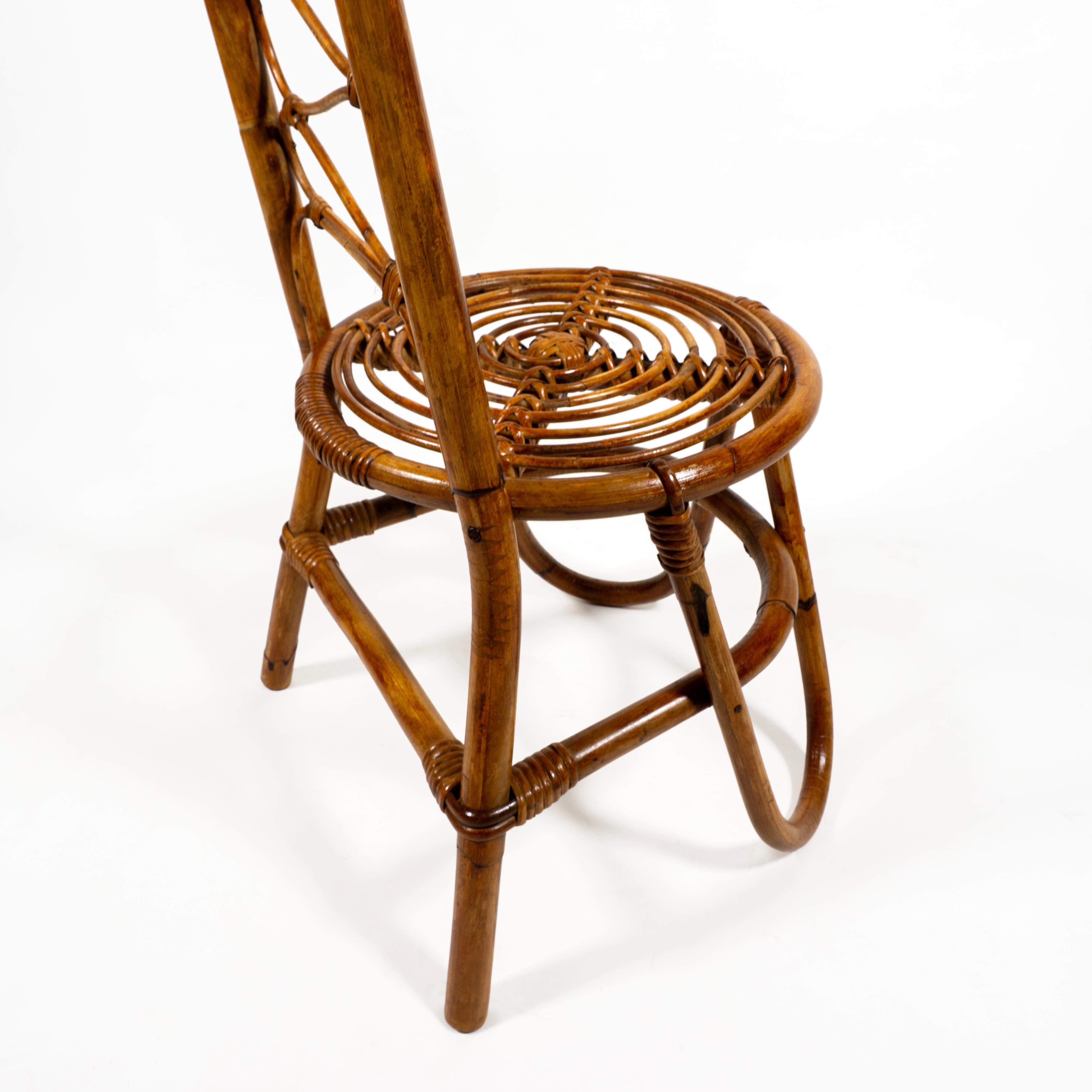 Italienischer Stuhl mit hoher Rückenlehne aus Bambus und Rattan Moderne Mitte des Jahrhunderts, Italien 1960er Jahre im Angebot 4