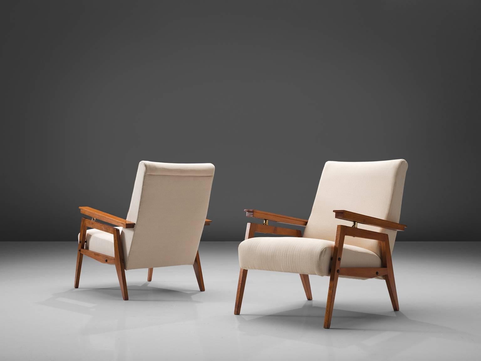 Mid-Century Modern Italian High Back Lounge Chairs, circa 1950