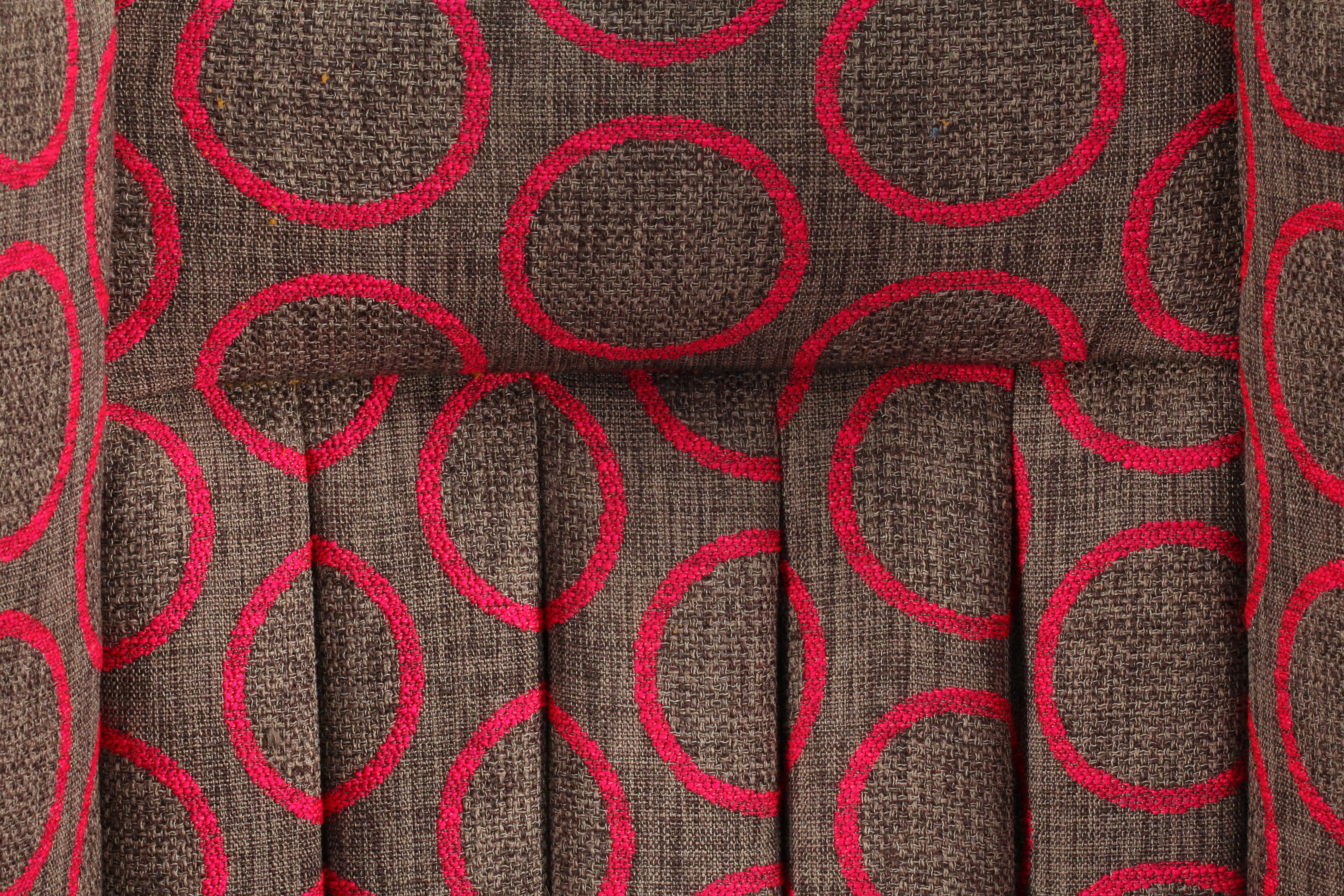 Fabric Italian High Back Swivel Armchair, Italy, 1950