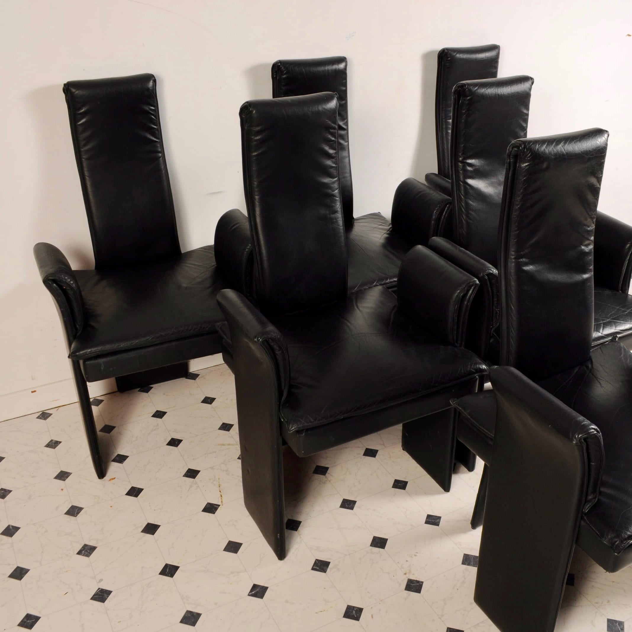 Italian High Backed Leather Dining Chairs 5