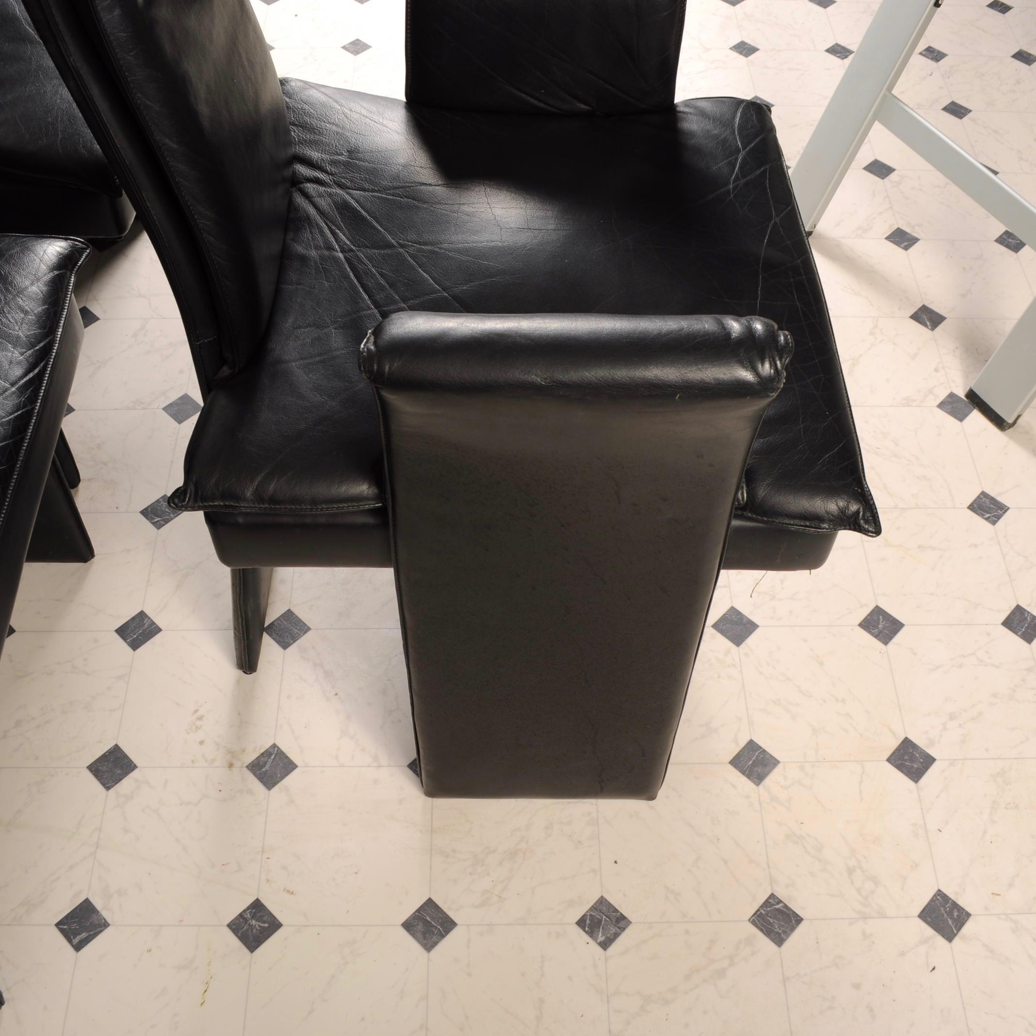 20th Century Italian High Backed Leather Dining Chairs