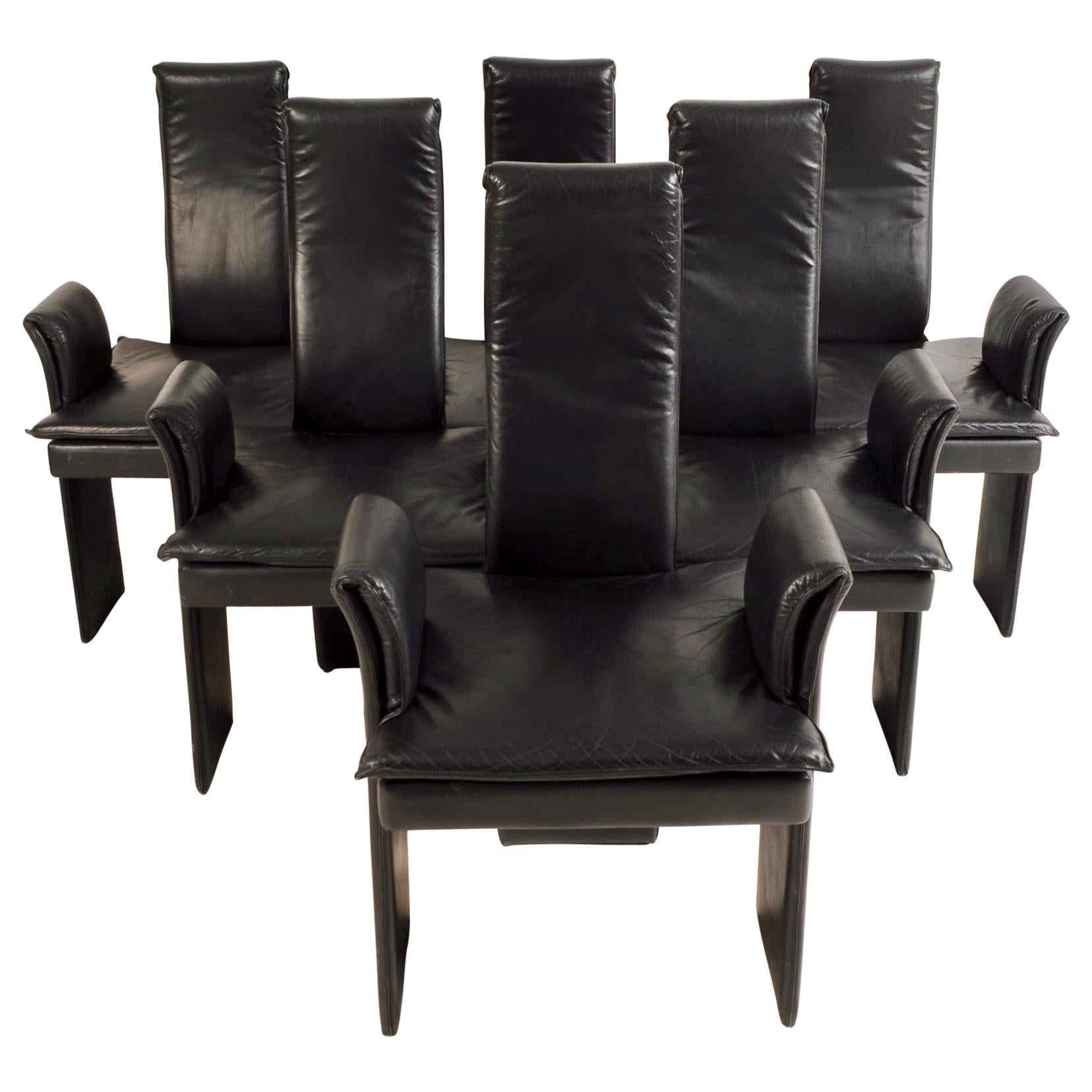Italian High Backed Leather Dining Chairs