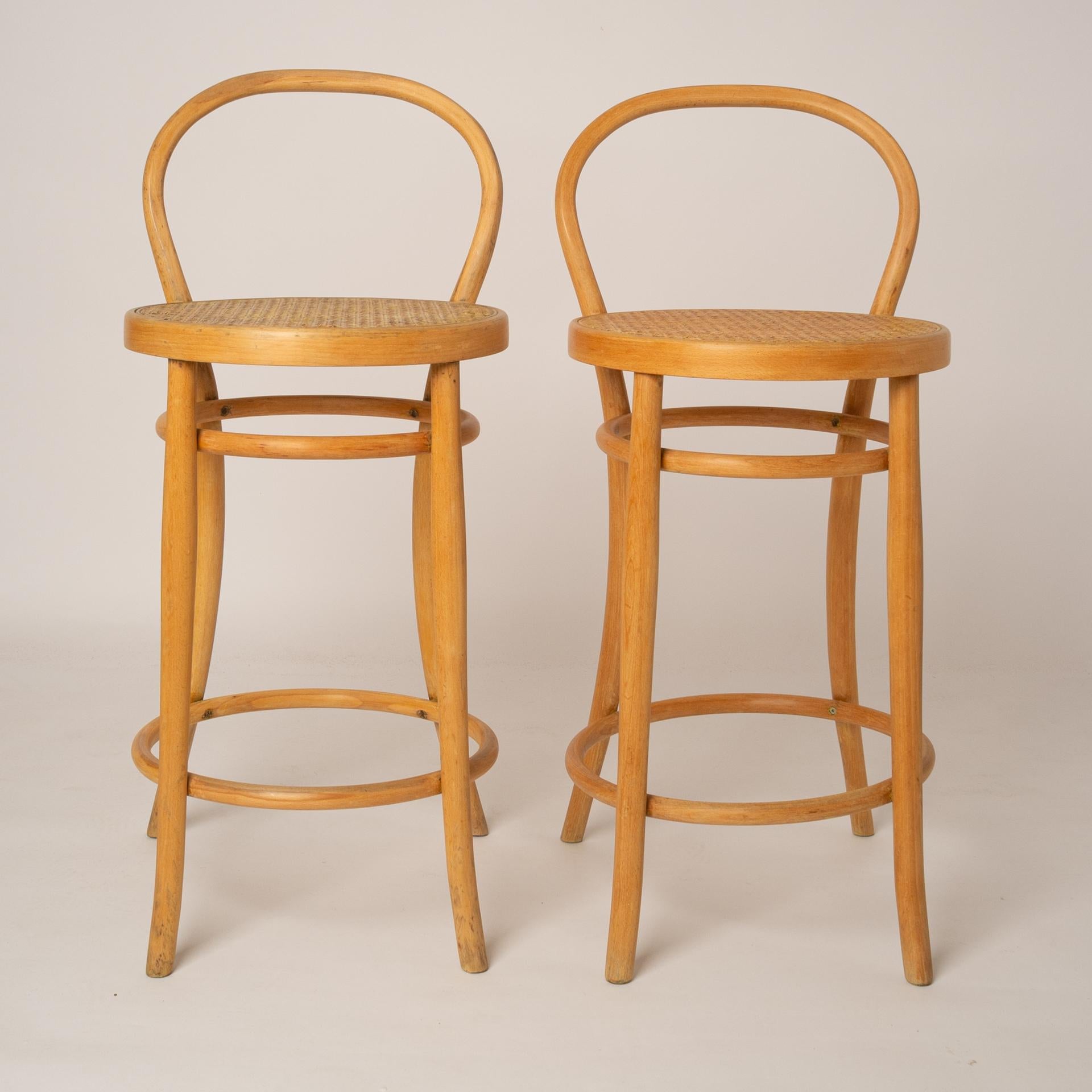 Hand-Crafted Italian High Bar Stools with Backrest For Sale