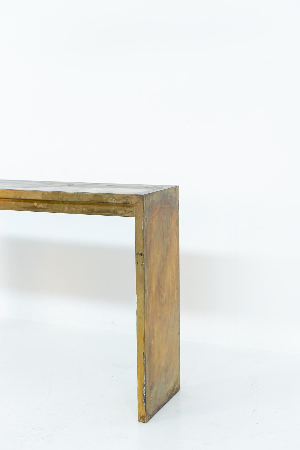 Mid-Century Modern Italian High Consolle Table in Brass
