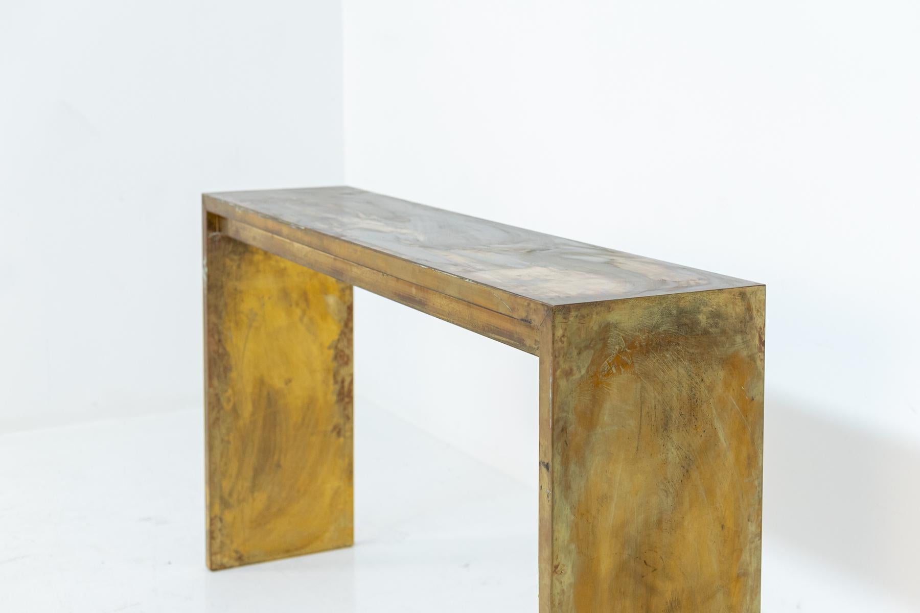 Italian High Consolle Table in Brass 1