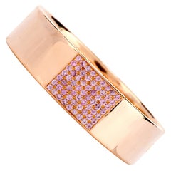 Italian High Polish Pink Sapphire 18 Karat Rose Gold Bangle Bracelet