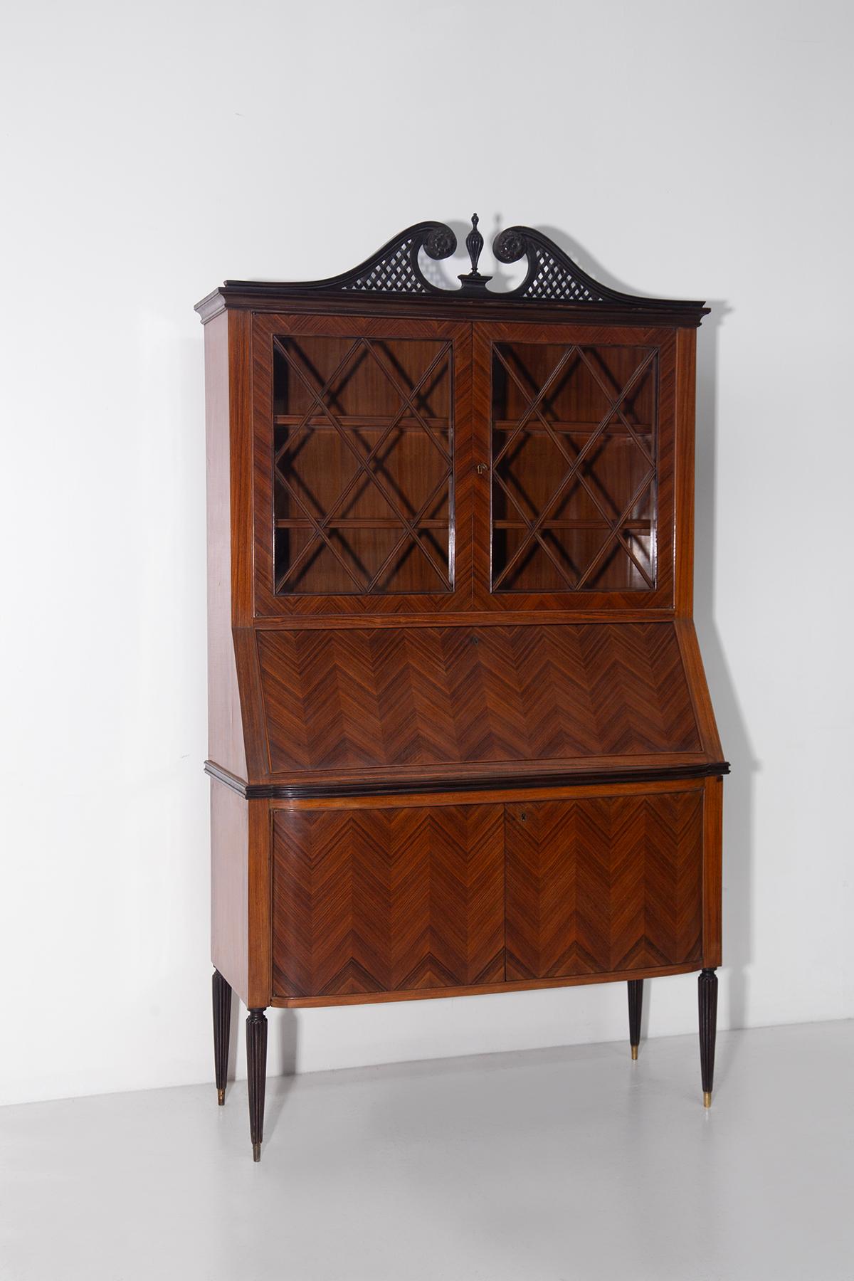 Tall Italian Credenza with Secretaire by Paolo Buffa – 1950s, with Palazzo d’Arte Cantù Label
A masterpiece of 1950s Italian design, this elegant tall credenza with secretaire was designed by Paolo Buffa, one of the leading figures in mid-century