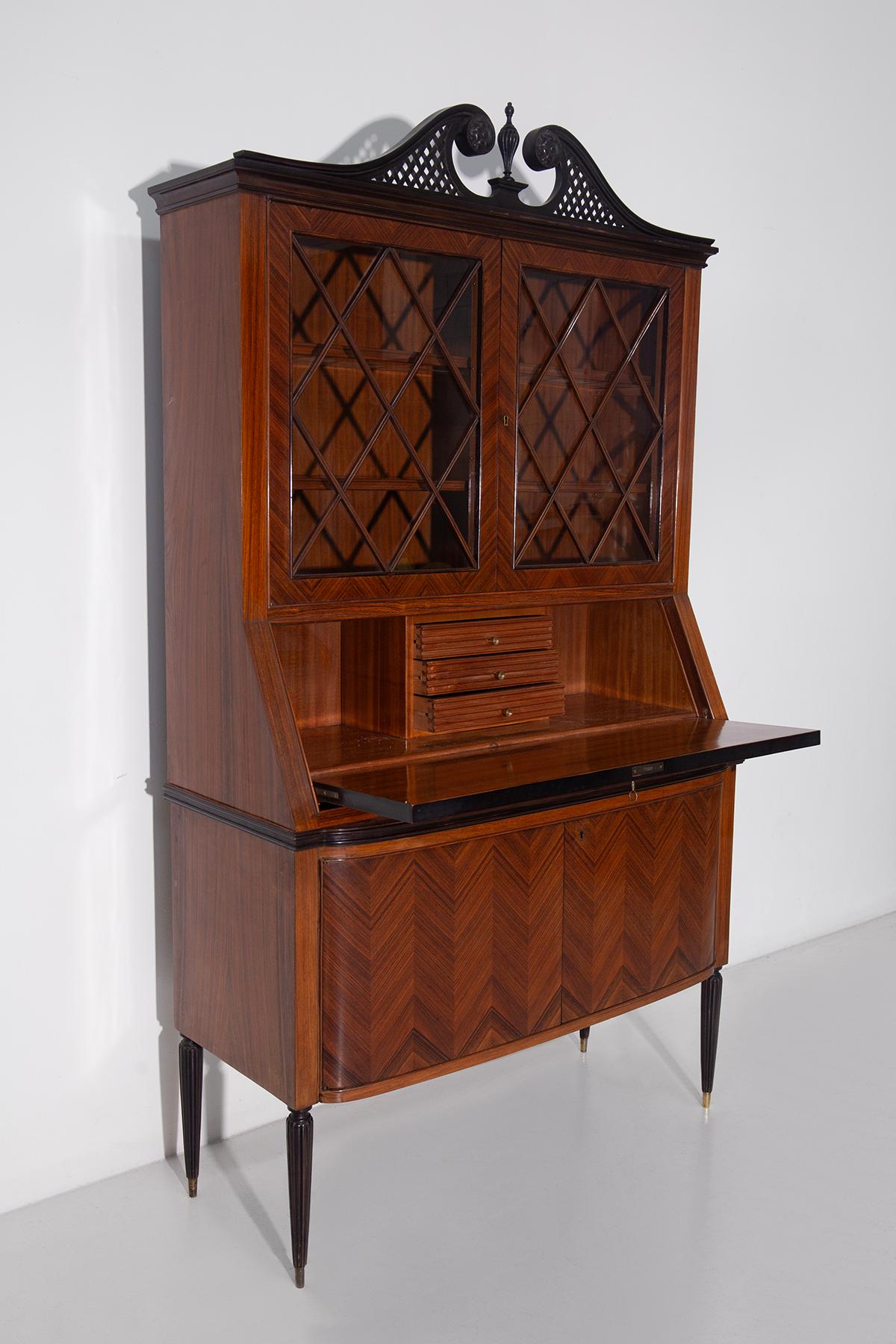 Italian high sideboard by Paolo Buffa with secretaire, label Cantù In condizioni buone in vendita a Milano, IT