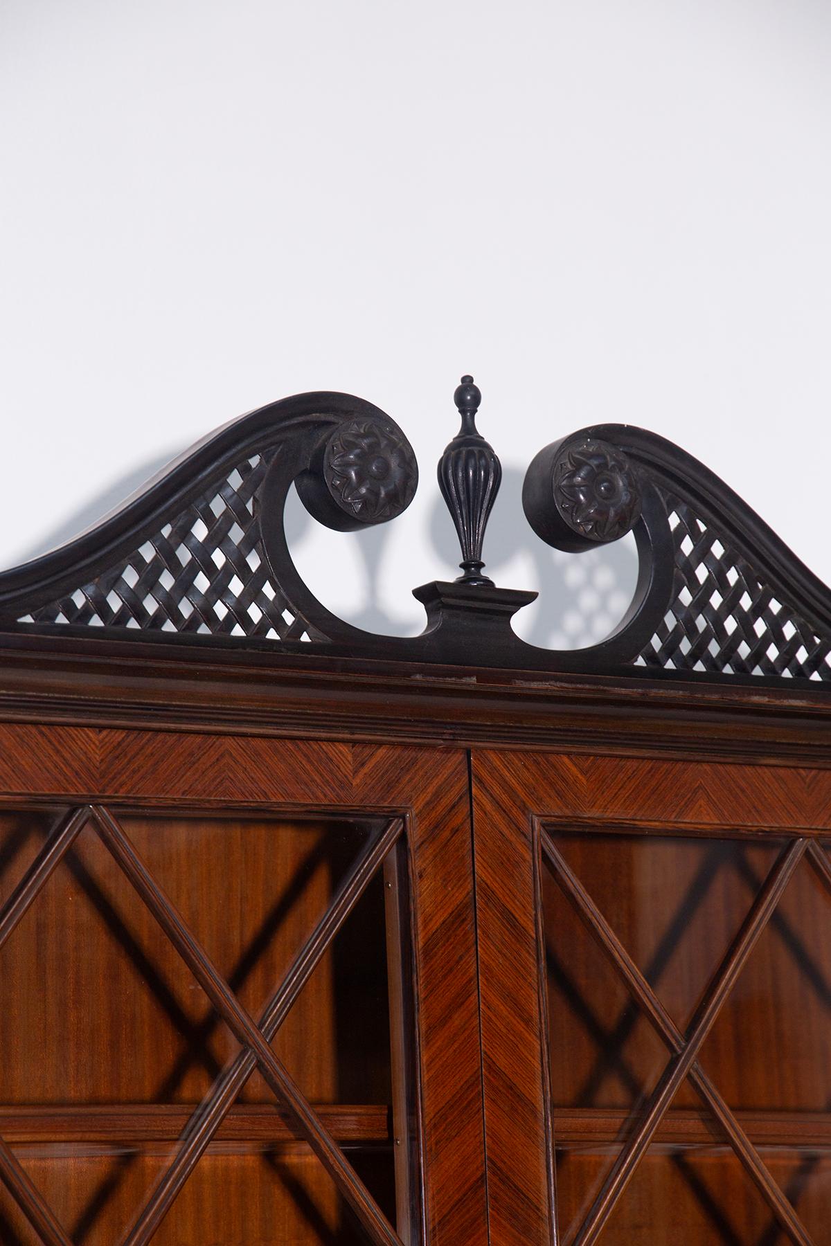 Vetro Italian high sideboard by Paolo Buffa with secretaire, label Cantù in vendita