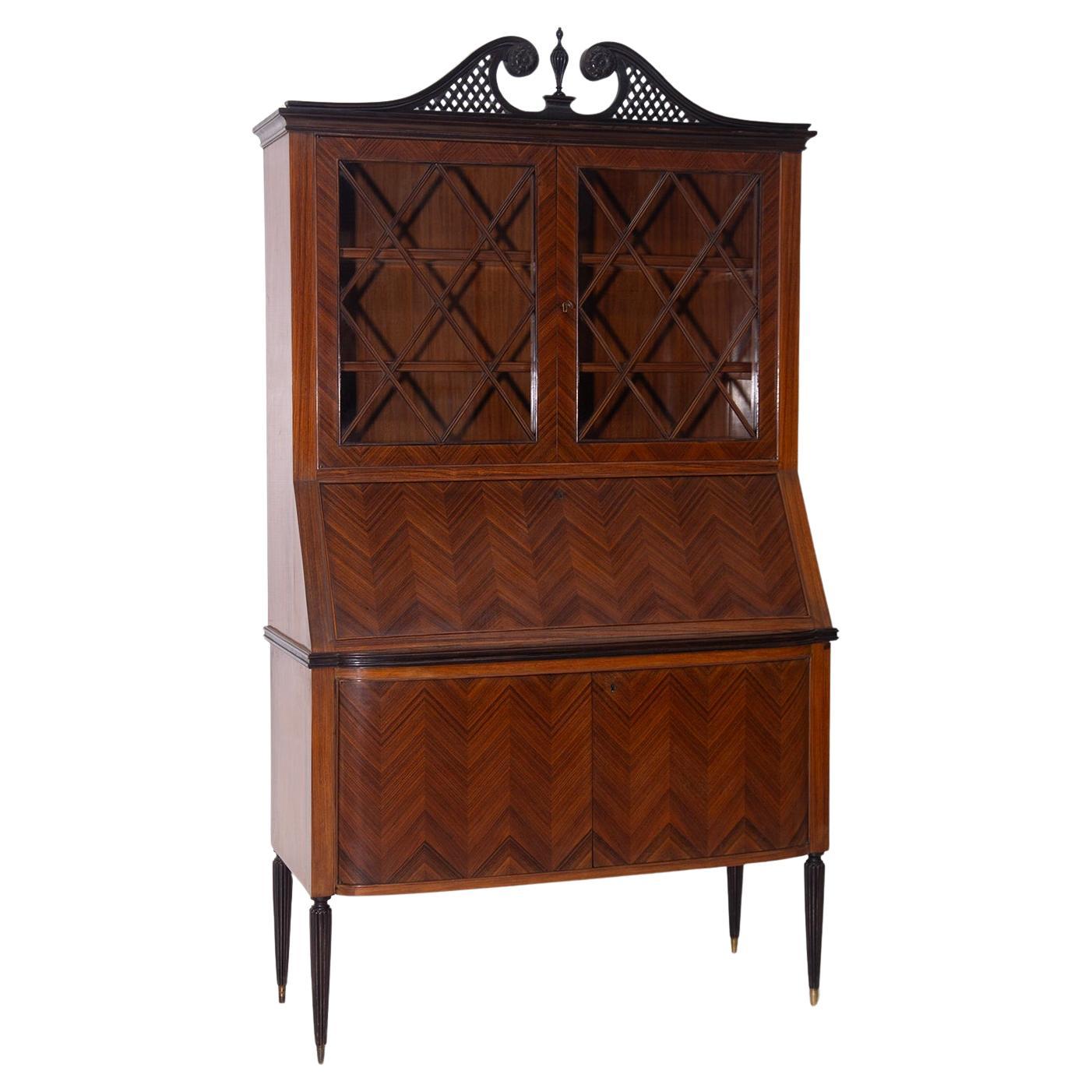 Italian high sideboard by Paolo Buffa with secretaire, label Cantù