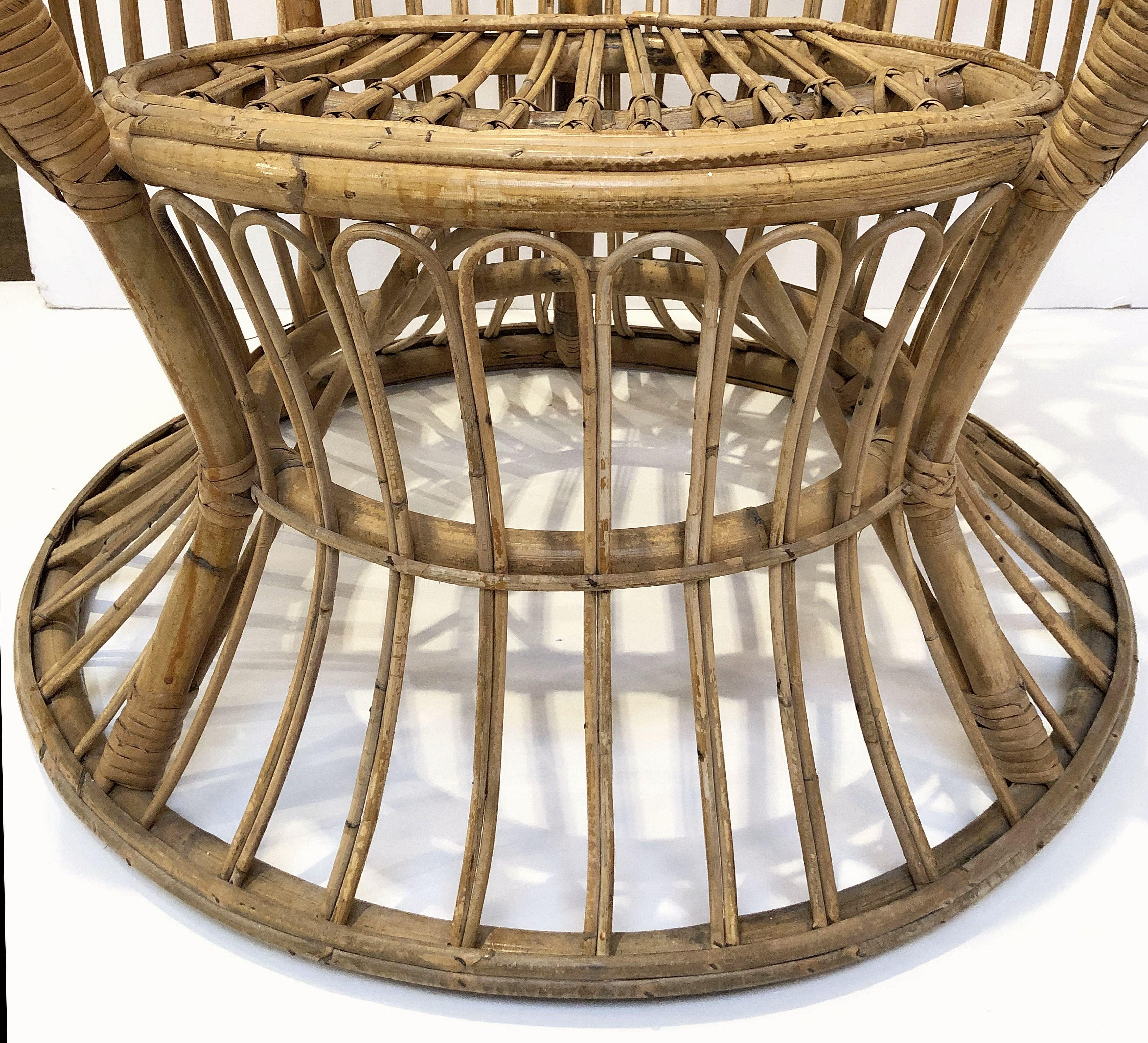 Italian High Wingback Armchair of Bamboo and Rattan 9