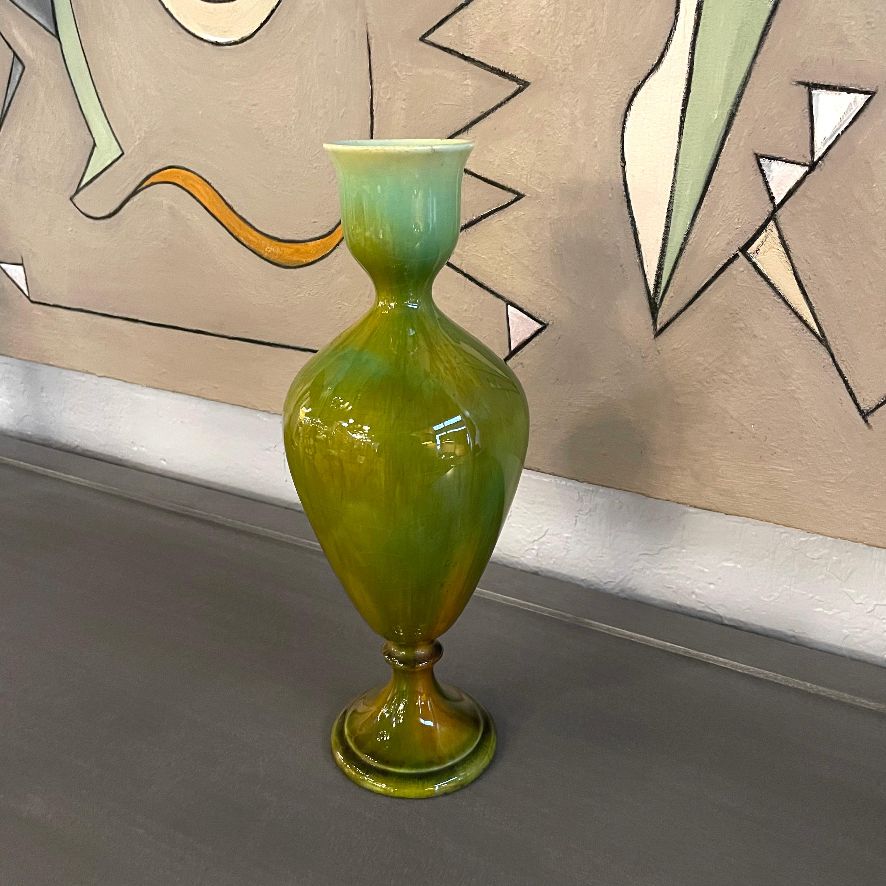 Ceramic Italian Hollywood Regency Art Pottery Urn Shaped Vase For Sale