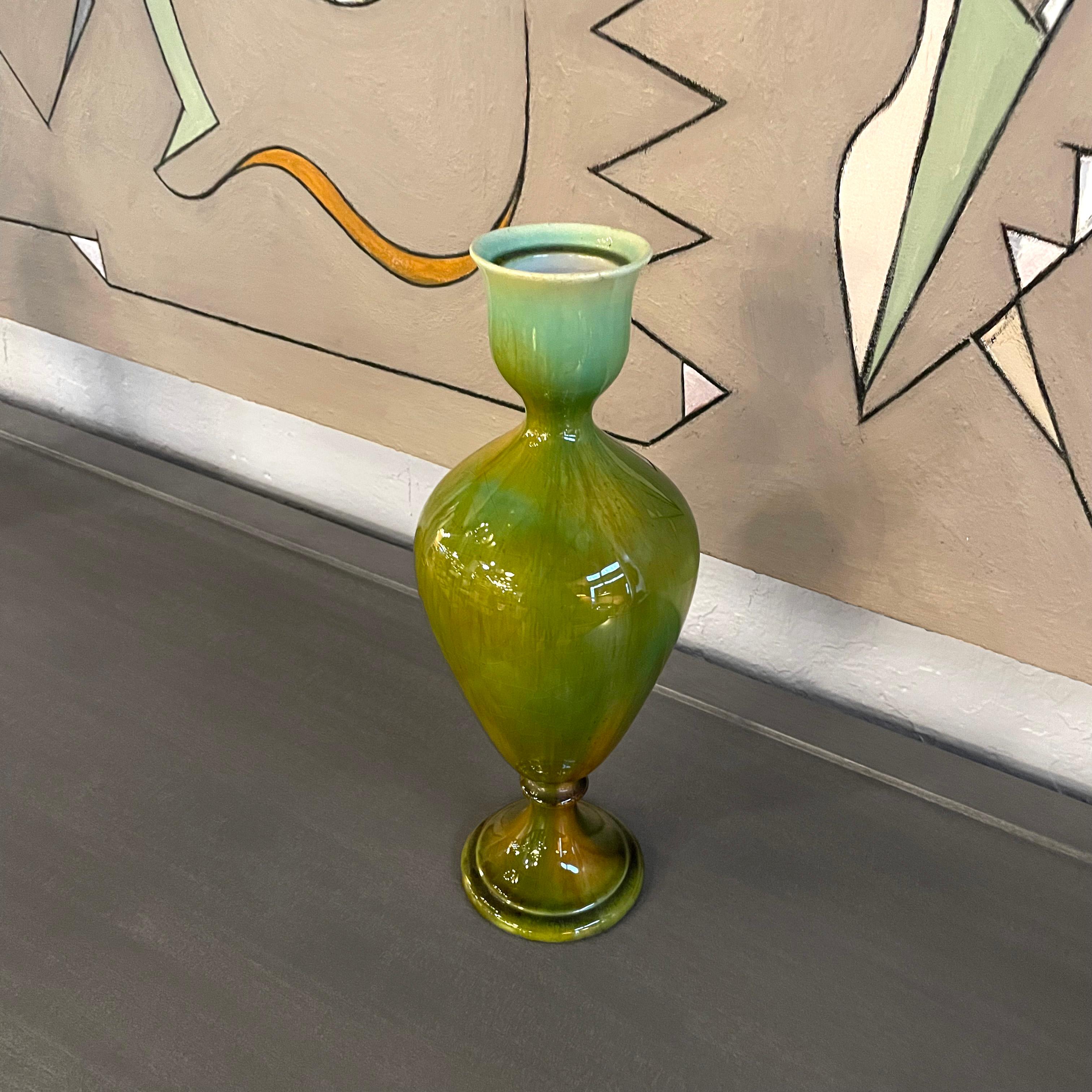 Italian Hollywood Regency Art Pottery Urn Shaped Vase For Sale 1