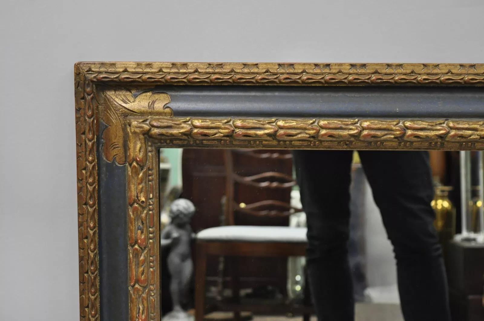 Inconnu Miroir rectangulaire Florentine, bleu et or, Hollywood Regency, Italie en vente