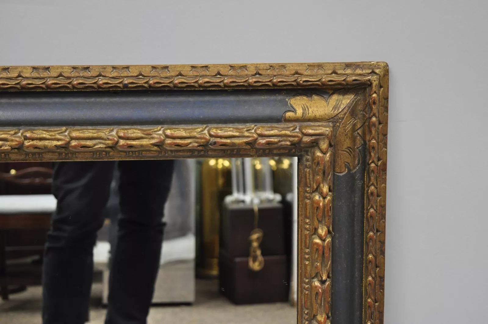 20ième siècle Miroir rectangulaire Florentine, bleu et or, Hollywood Regency, Italie en vente