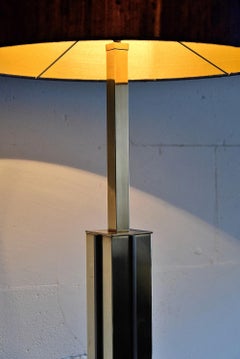 Lampada da terra italiana Hollywood Regency in ottone e cromo in stile Willy Rizzo