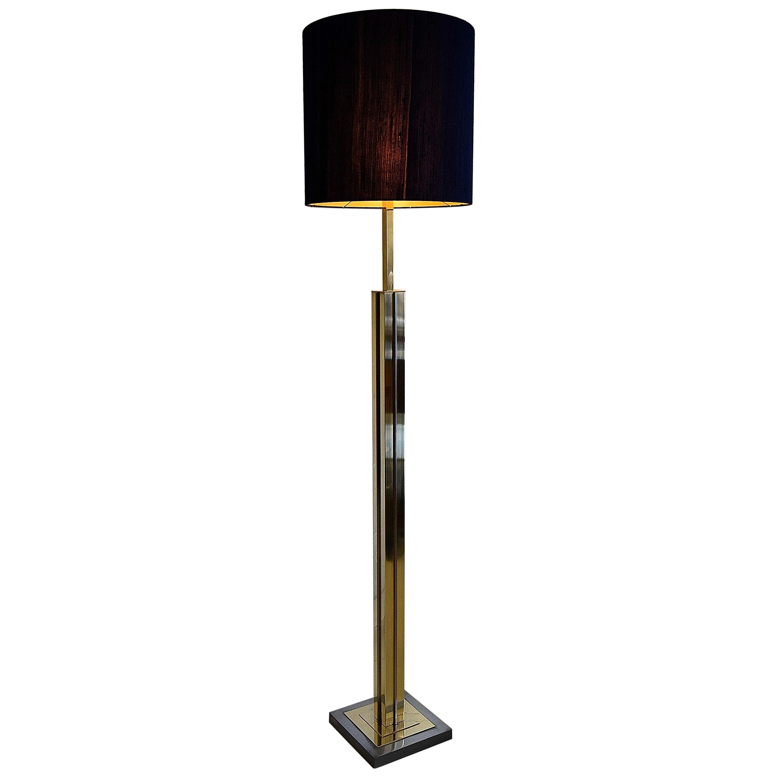 Italian Hollywood Regency Brass and Chrome Willy Rizzo Style Floor Lamp