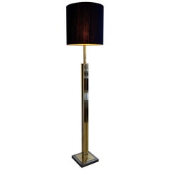 Italian Hollywood Regency Brass and Chrome Willy Rizzo Style Floor Lamp
