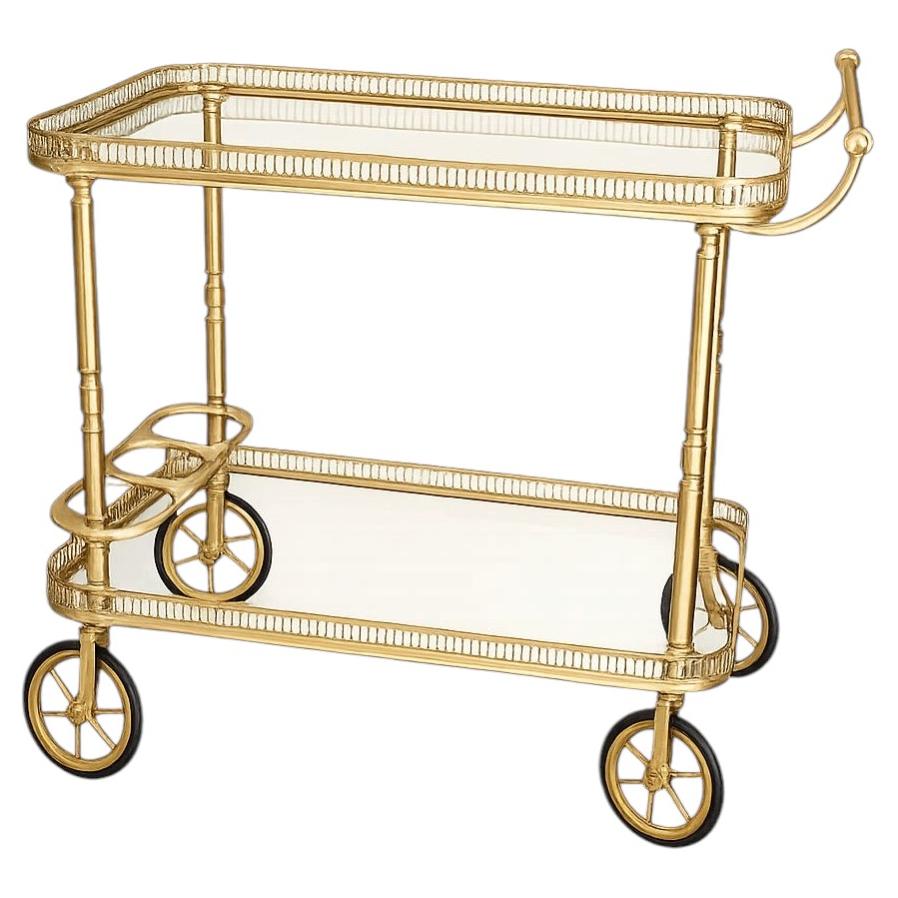 Italienischer Hollywood-Regency-Barwagen aus Messing, möglicherweise von Cesare Lacca, CIRCA 1965