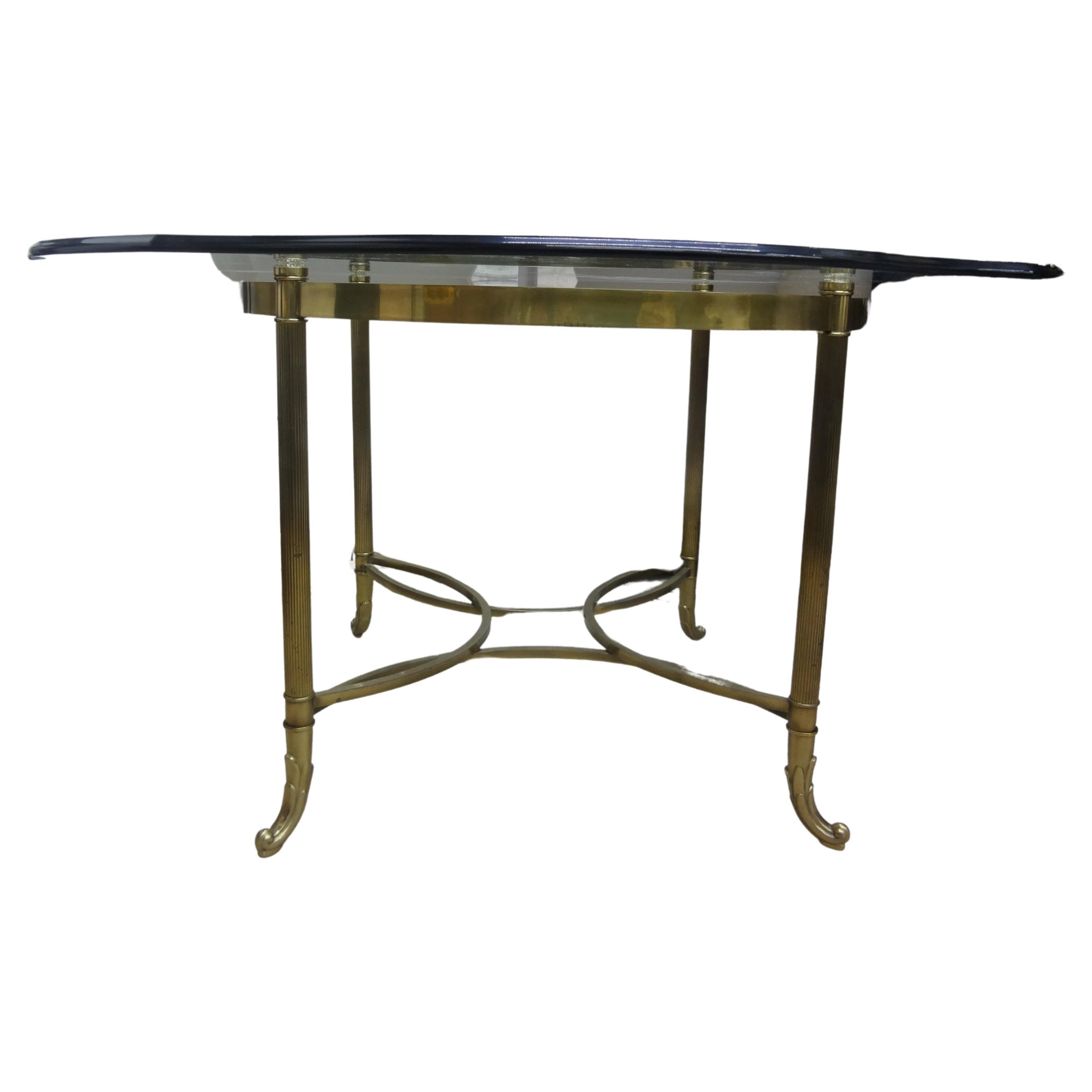 Italian Hollywood Regency Brass Center Table Or Dining Table For Sale 6