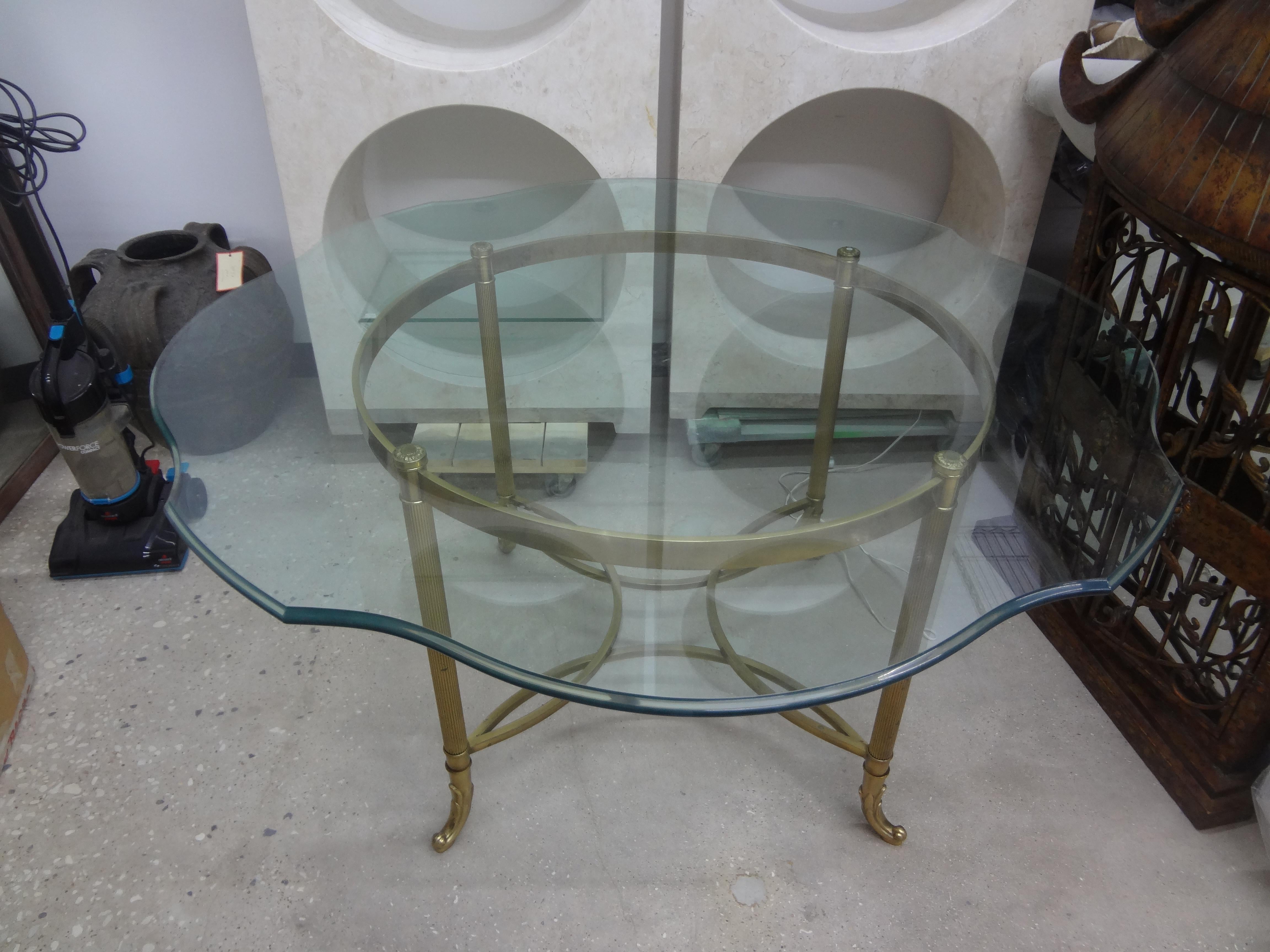 Italian Hollywood Regency Brass Center Table Or Dining Table For Sale 4