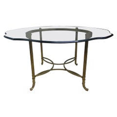 Mesa de centro o de comedor italiana Hollywood Regency de latón