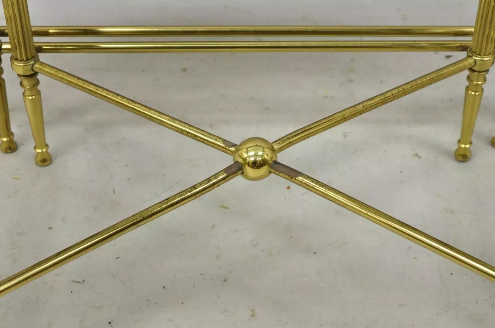Italian Hollywood Regency Brass Mirror Glass Top Nesting Side Tables - Set 3 For Sale 2
