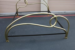 Italian Hollywood Regency Brass Queen-Size Bed Frame With Loop Motif, Vintage