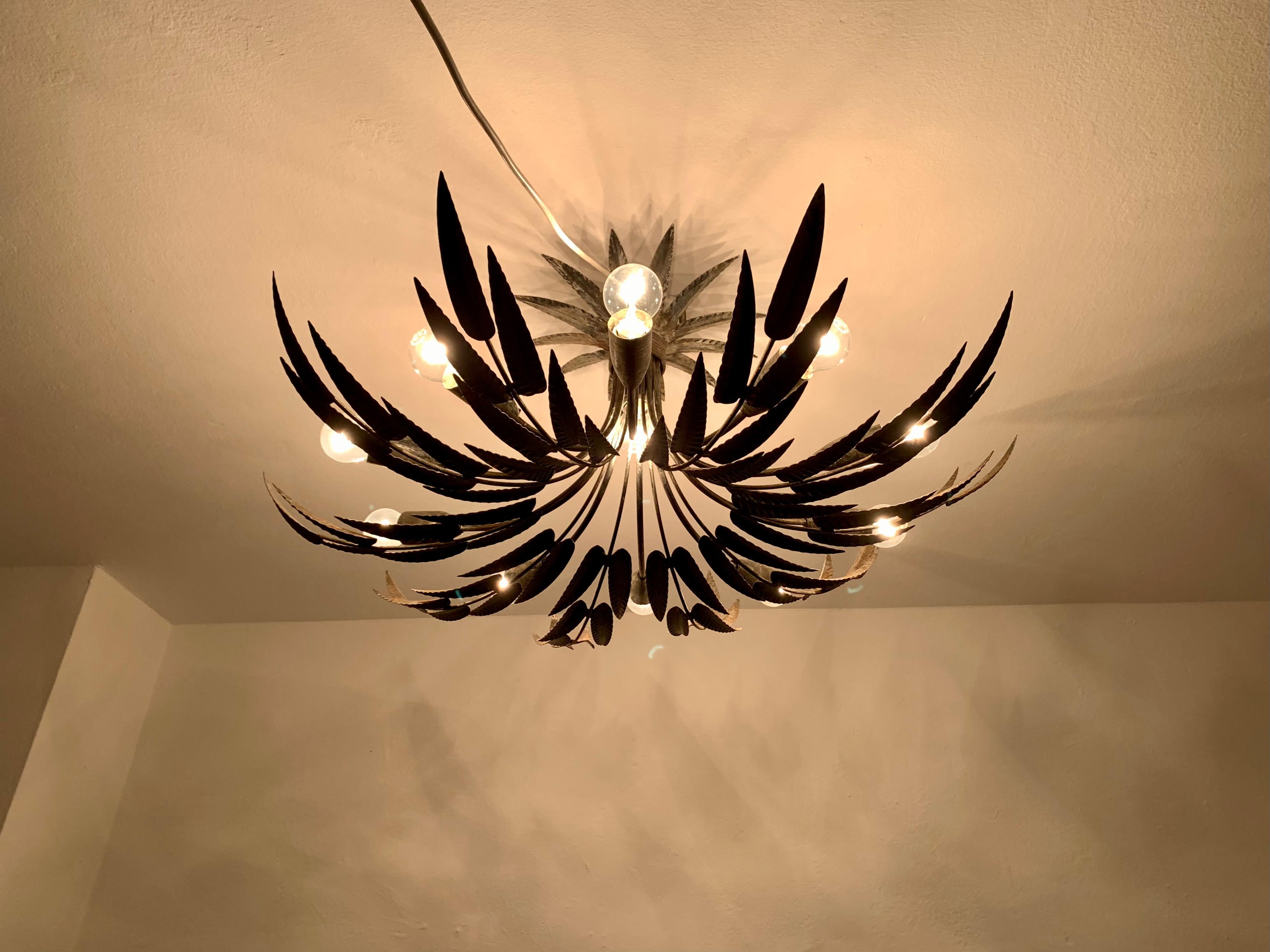 Italian Hollywood Regency Brutalist Ceiling Lamp For Sale 8
