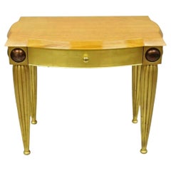 Italienische Hollywood Regency gewelltes Ahornholz vergoldetes Blatt 1 Schublade Konsole Hall Tisch