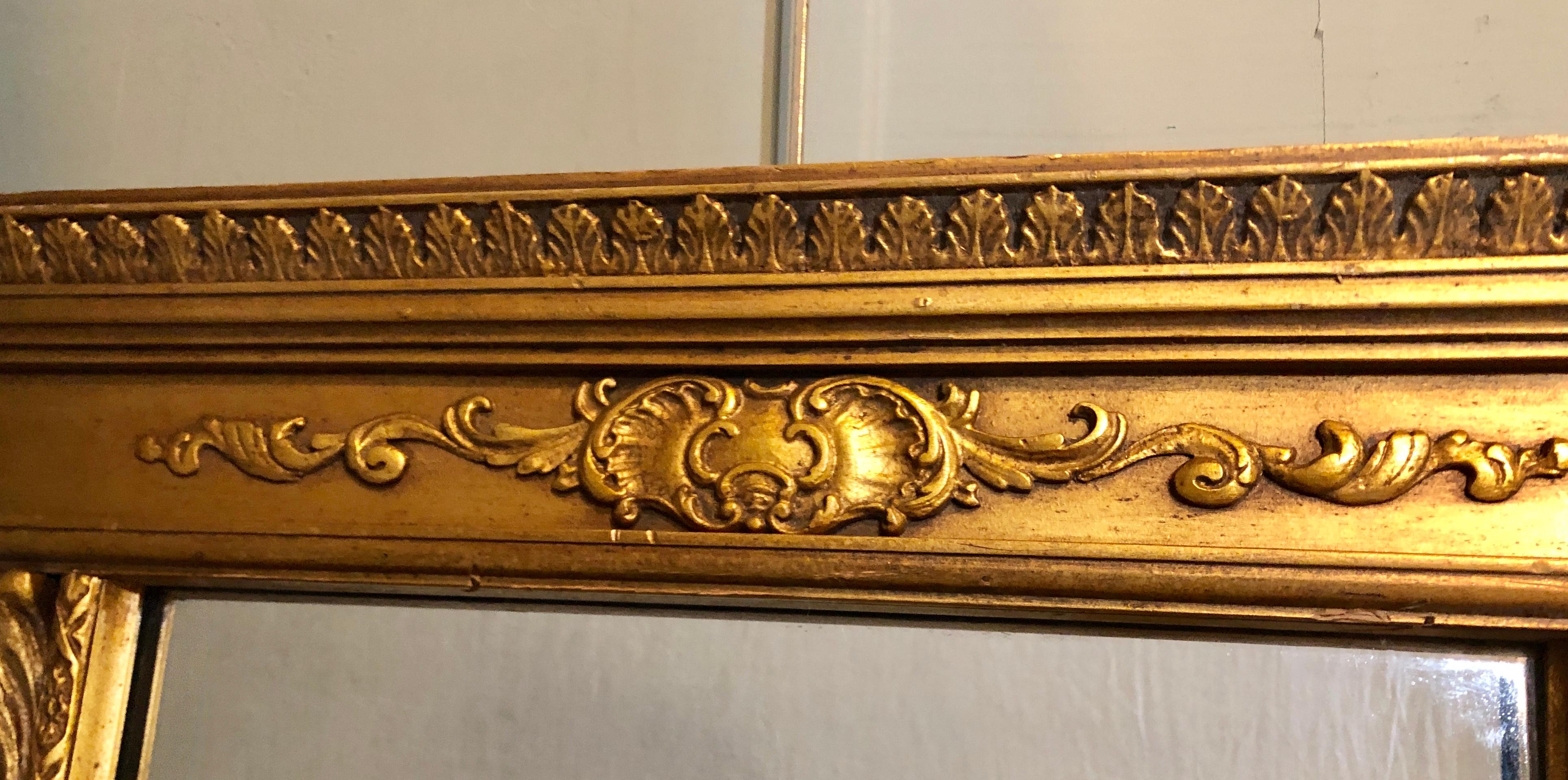 Italian Hollywood Regency Ebony & Gilt Decorated Wall or Console Mirror In Good Condition In Stamford, CT