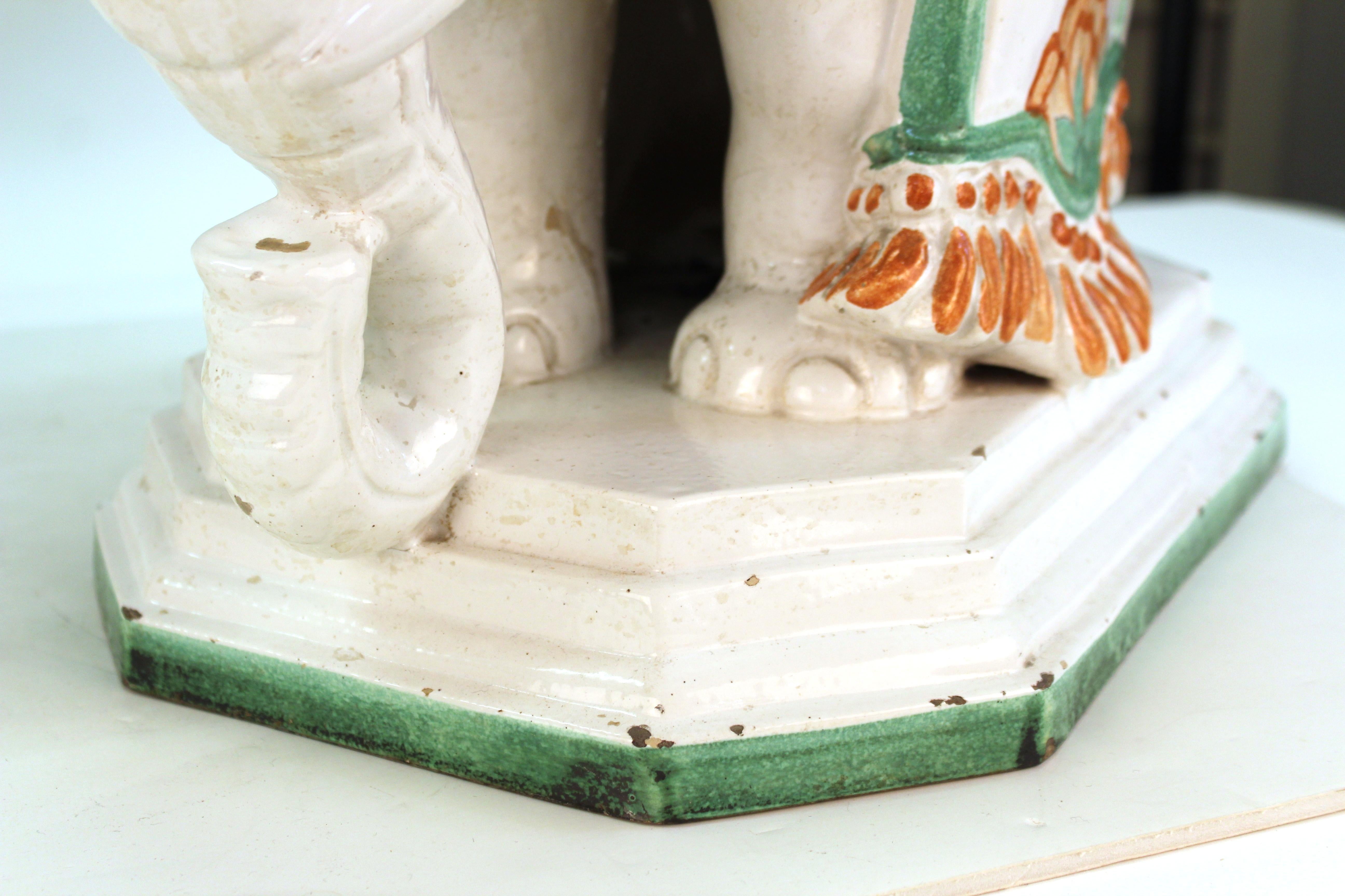 Italian Hollywood Regency Elephant Ceramic Garden Stools or Pedestals 4