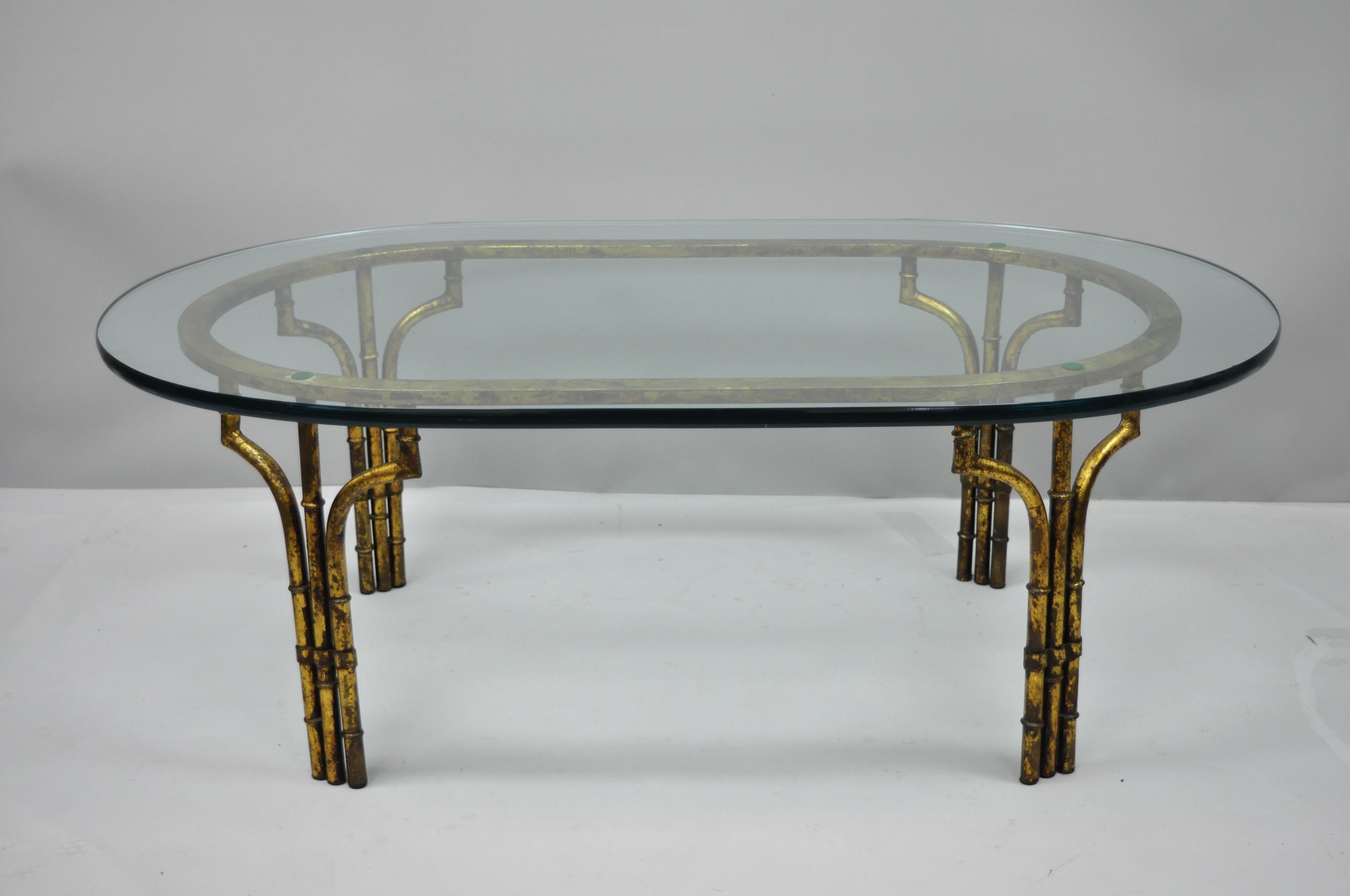 gold oval bamboo coffee table