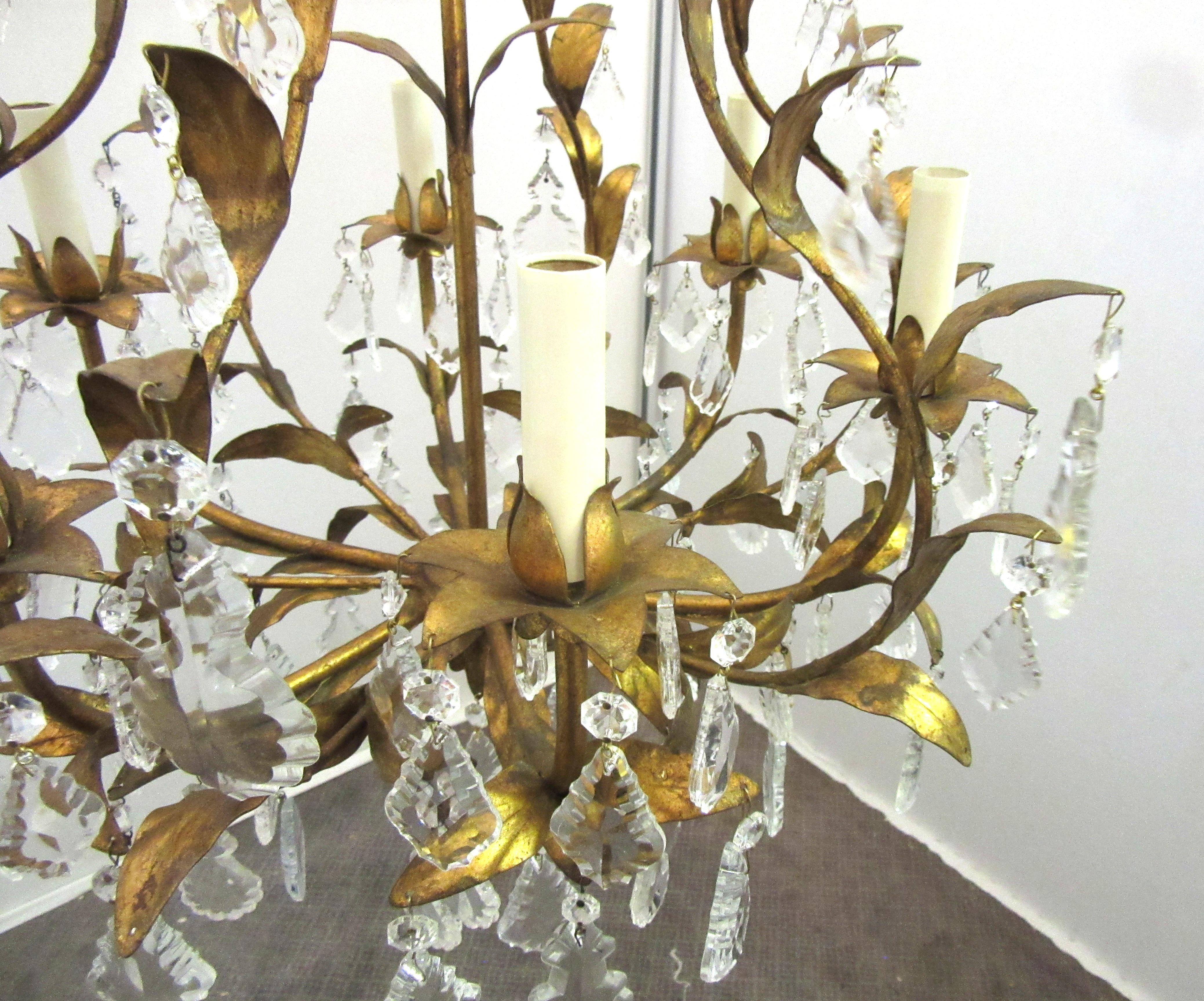 Mid-20th Century Italian Hollywood Regency Florentine Bird Cage Chandelier