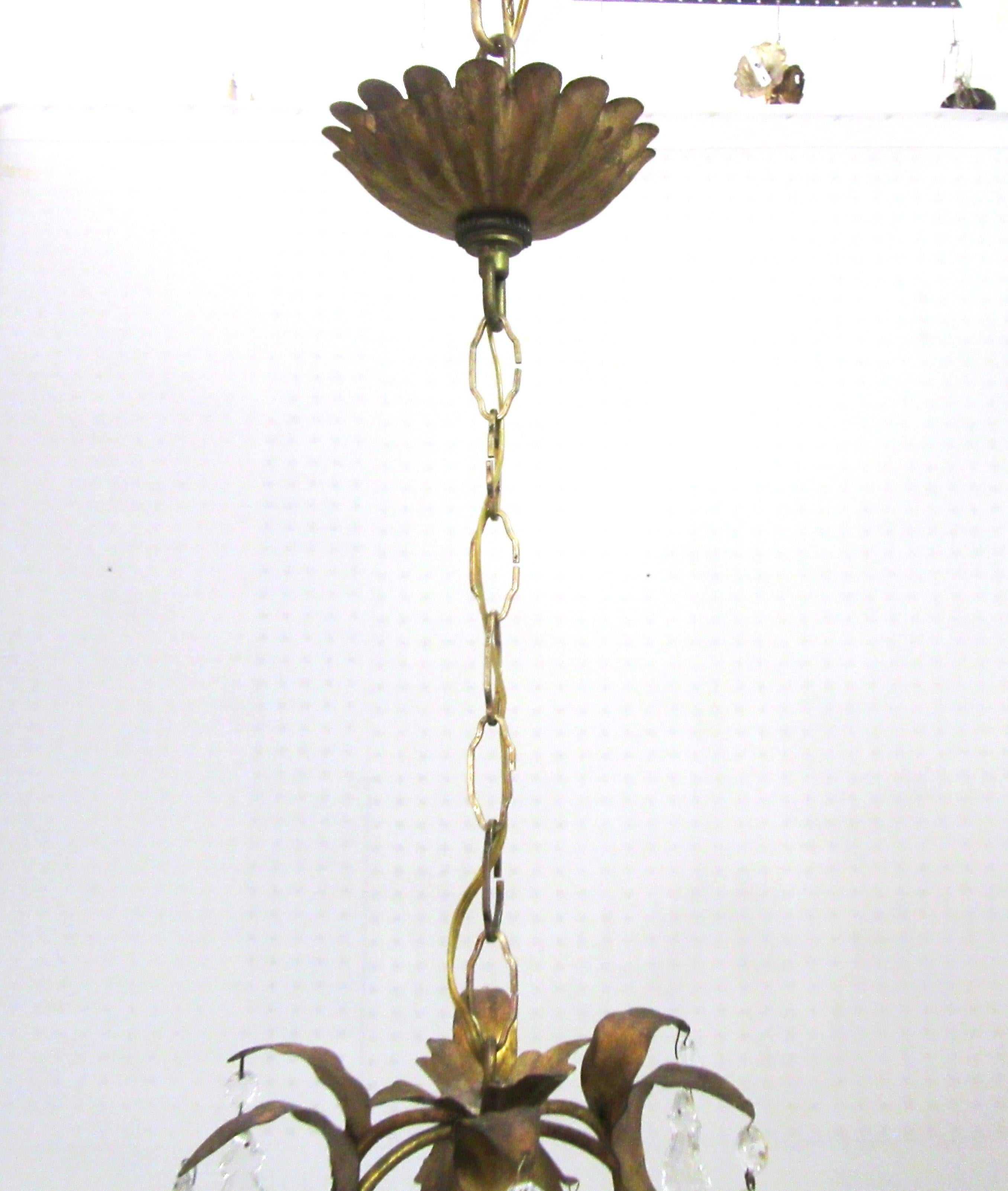 Metal Italian Hollywood Regency Florentine Bird Cage Chandelier