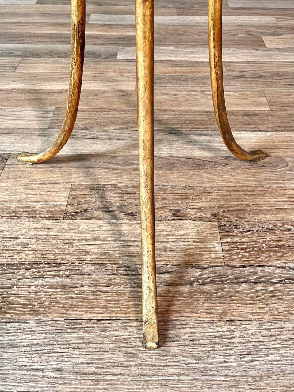 Italian Hollywood Regency Gilt Metal Rope & Tassel Side Table w/ Glass Top For Sale 6