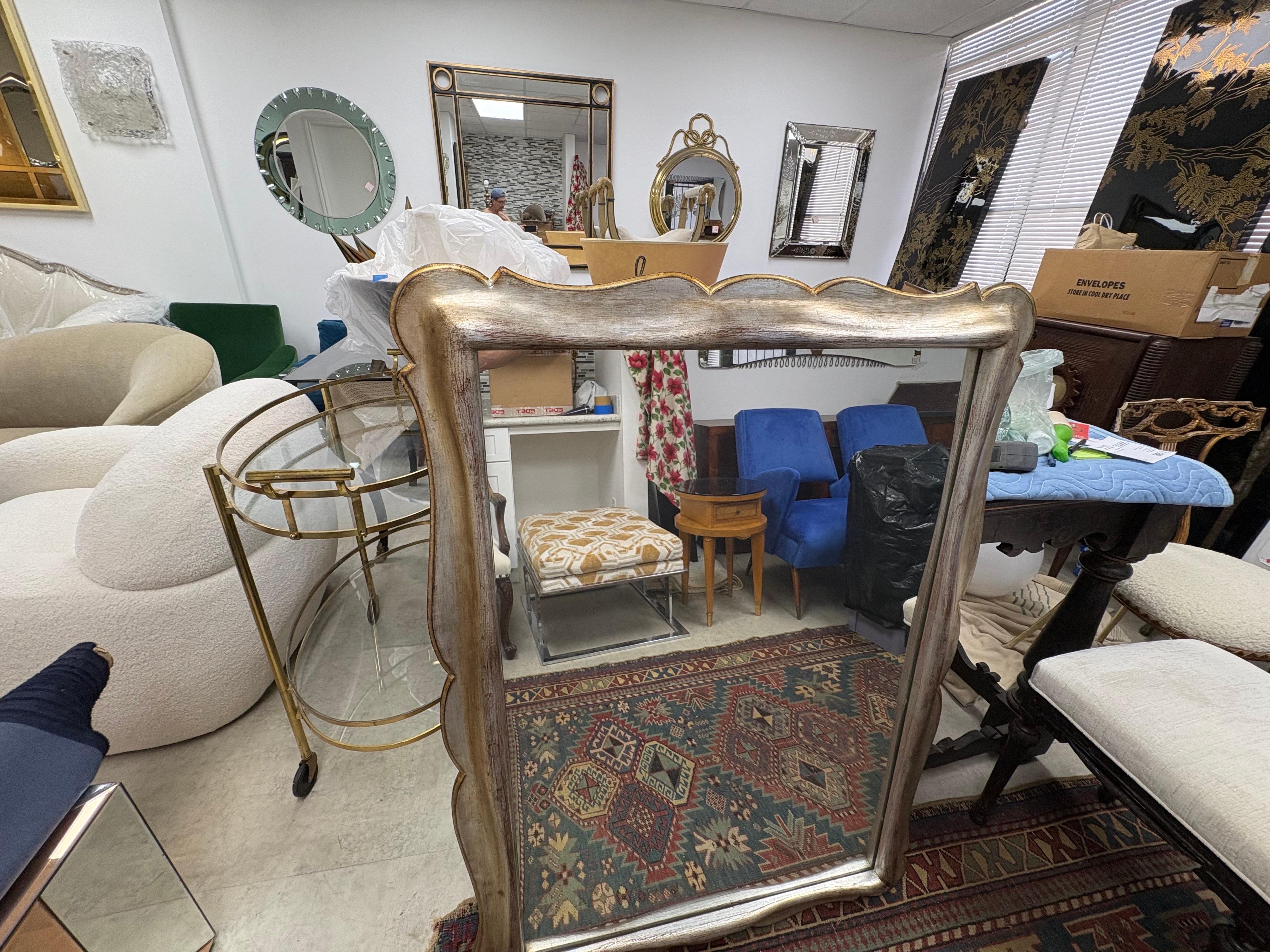 Italian Hollywood Regency Giltwood Mirror For Sale 1