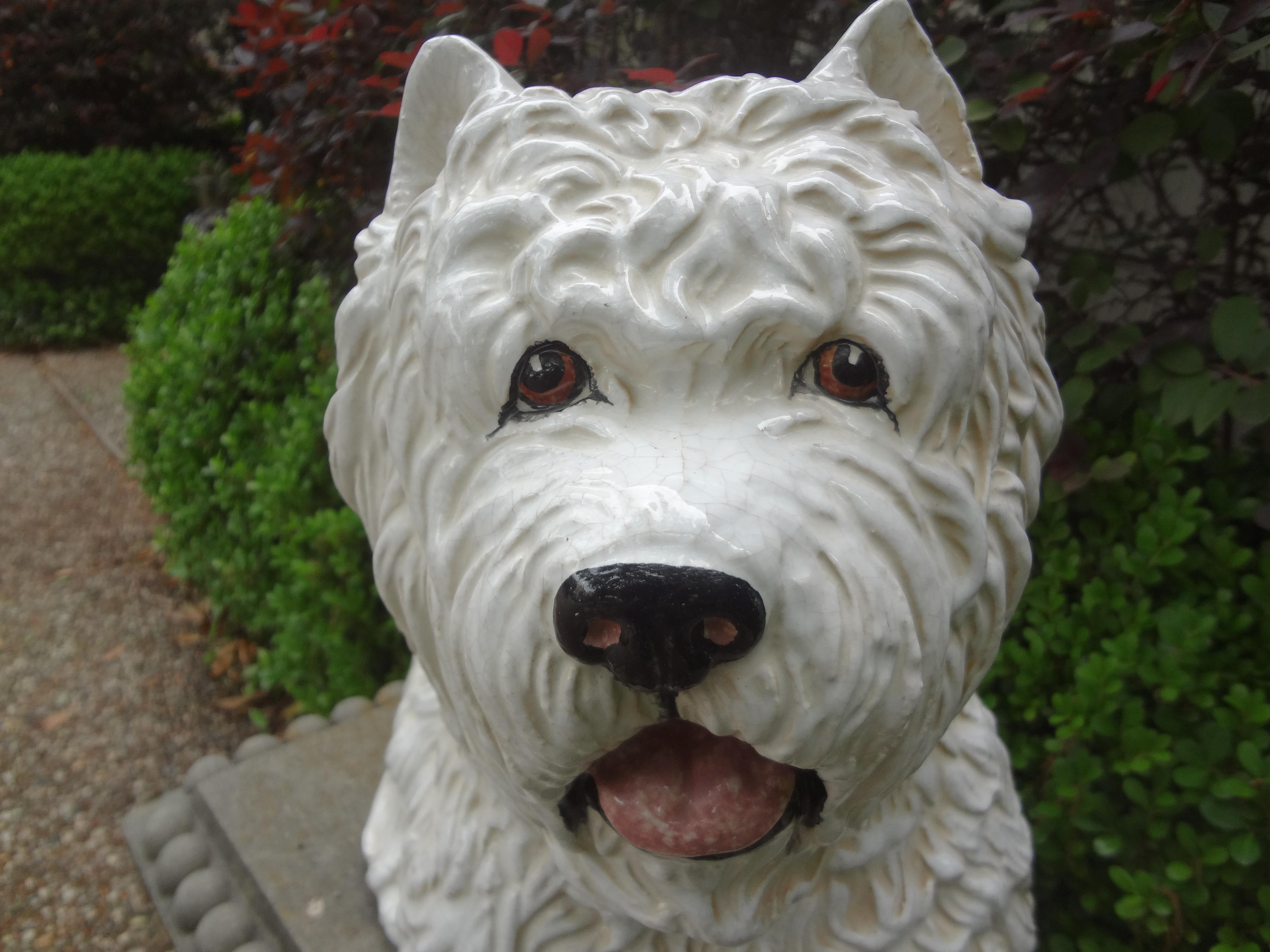 Westie Italiano de Cerámica Esmaltada Hollywood Regency Glaseado en venta