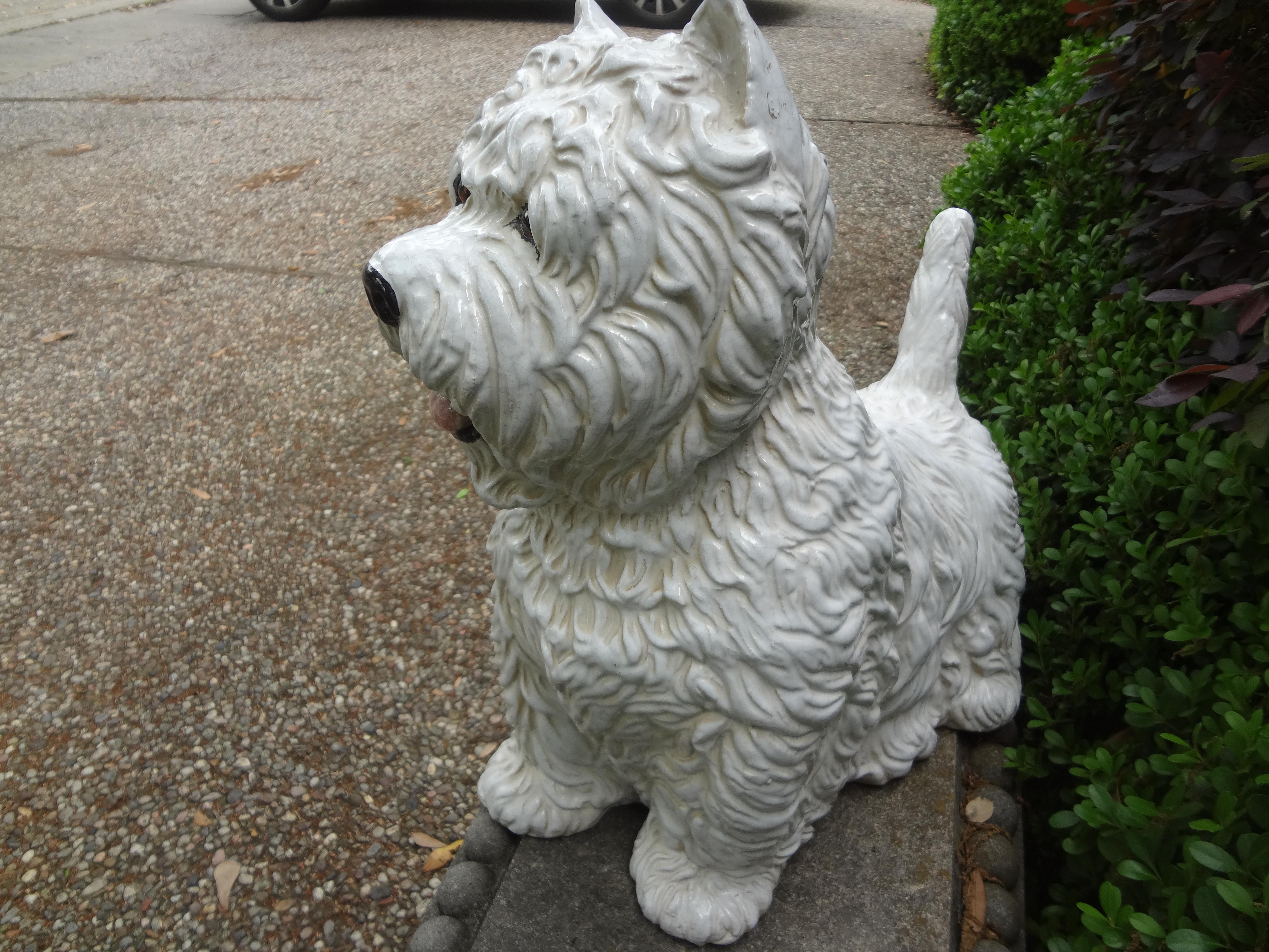 Westie Italiano de Cerámica Esmaltada Hollywood Regency en venta 1