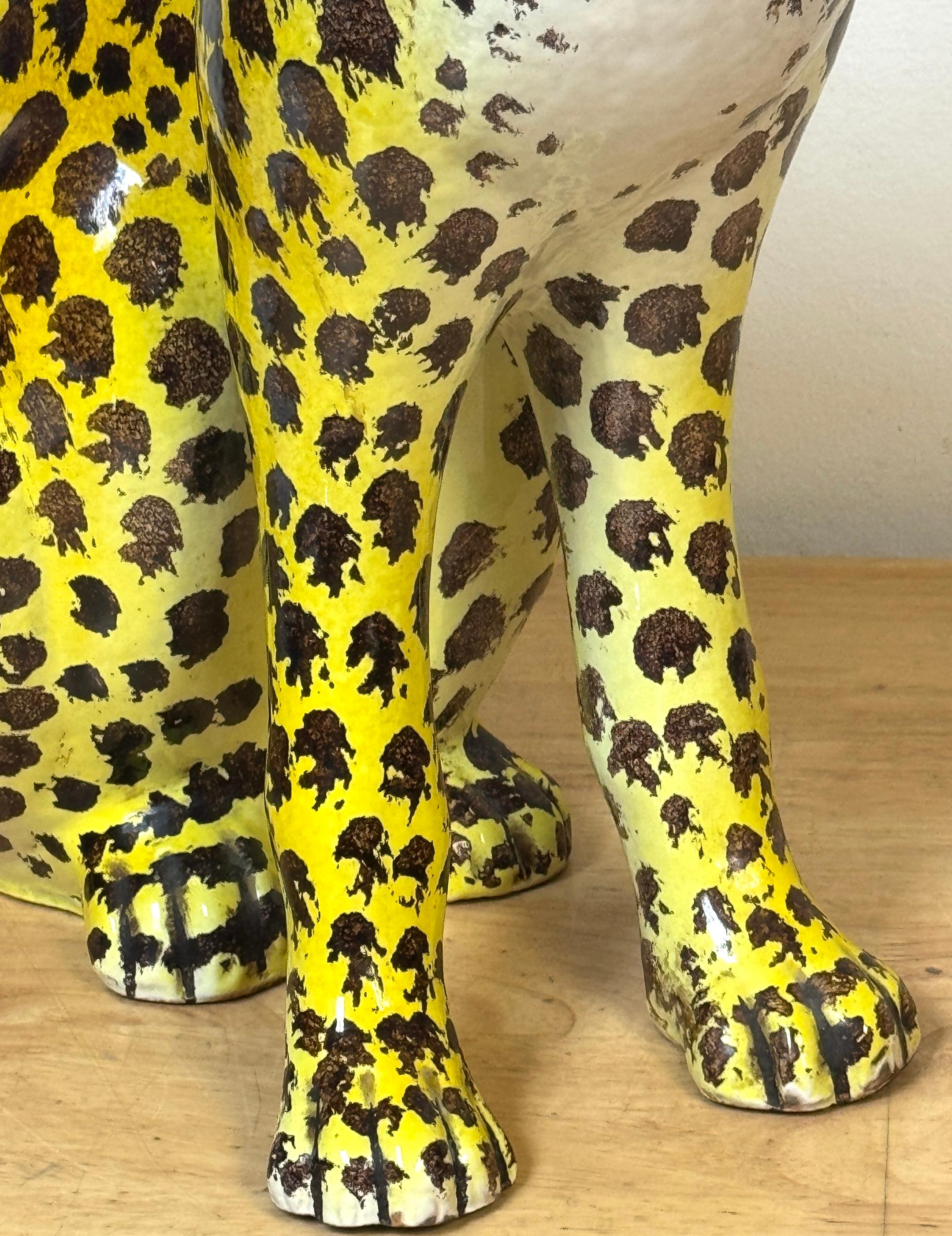 Italian Hollywood Regency Glazed Terracotta Leopard Cub, 1960s For Sale 6