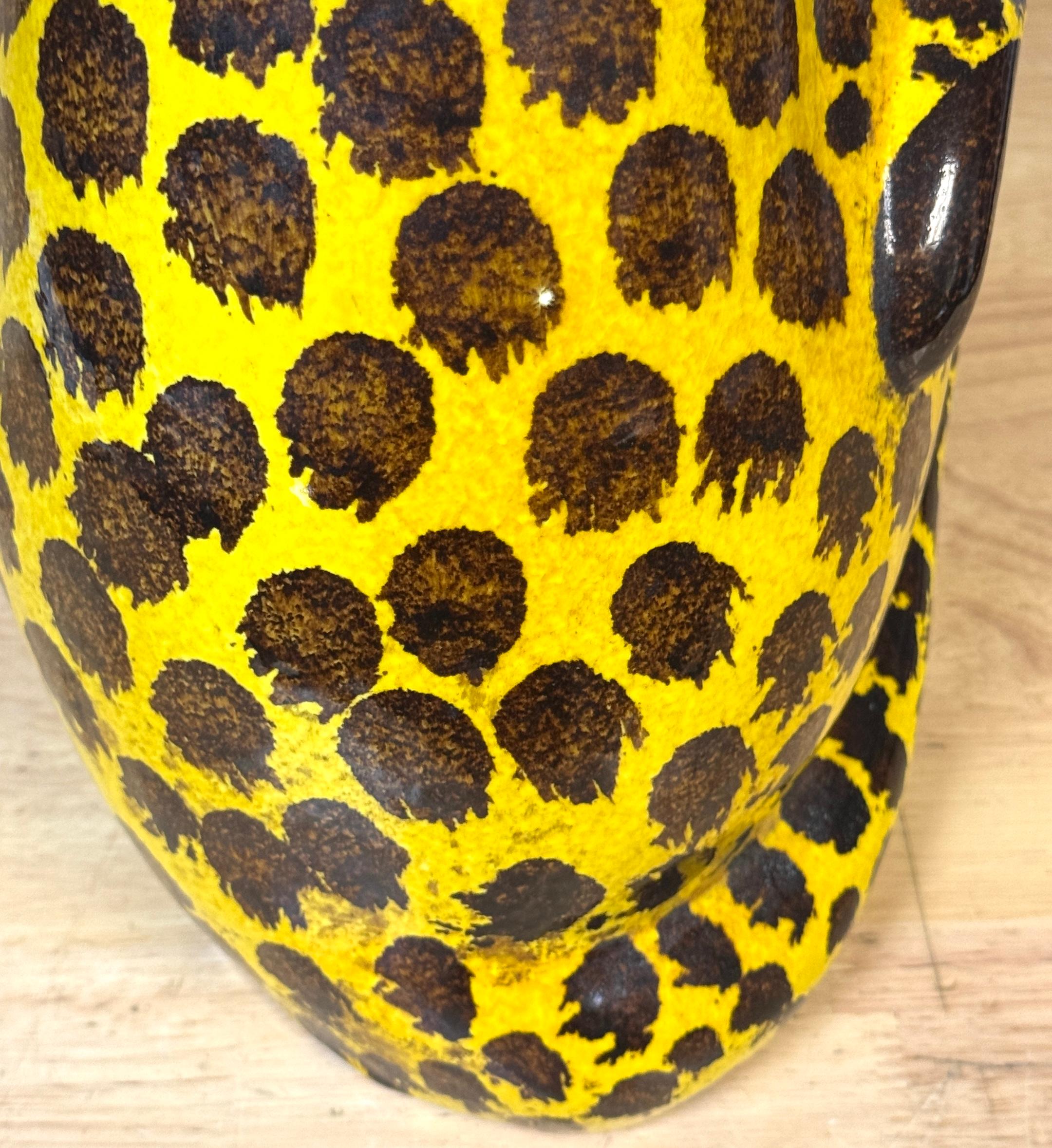 20th Century Italian Hollywood Regency Glazed Terracotta Leopard Cub, 1960s For Sale