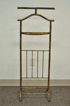 Italian Hollywood Regency Gold Gilt Faux Bamboo Tole Metal Clothing Suit Valet