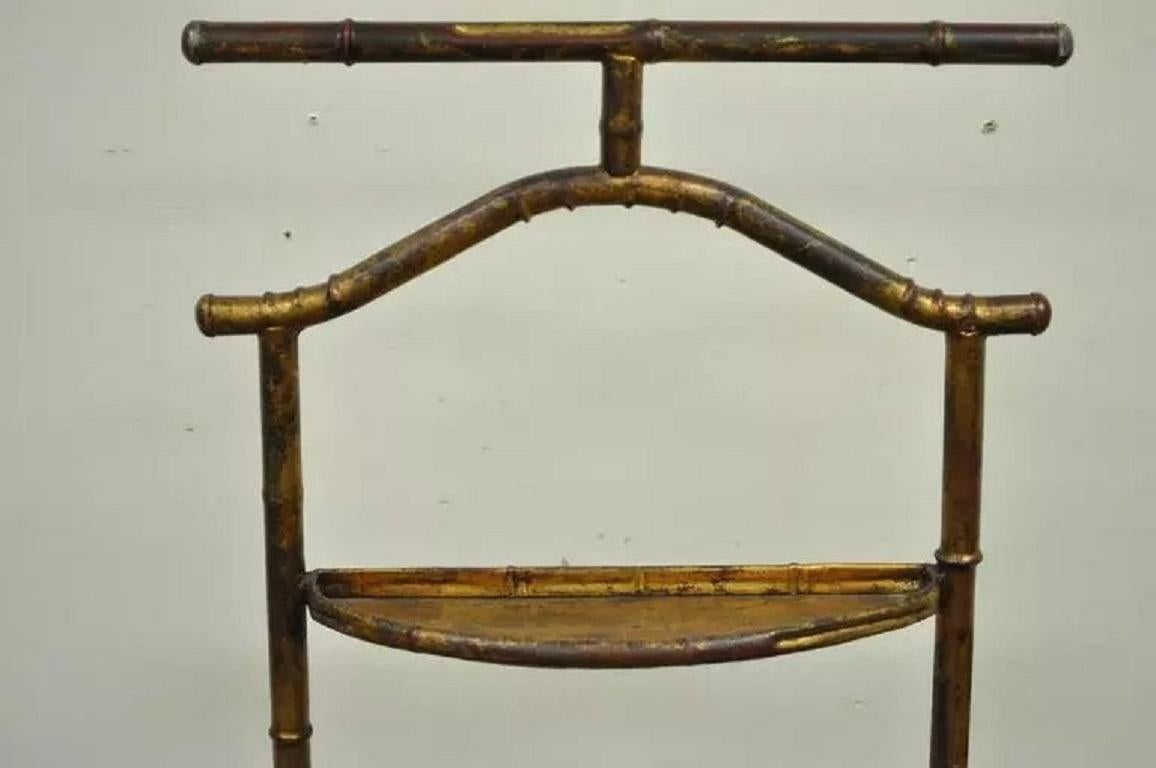 Unknown Italian Hollywood Regency Gold Gilt Faux Bamboo Tole Metal Clothing Suit Valet For Sale